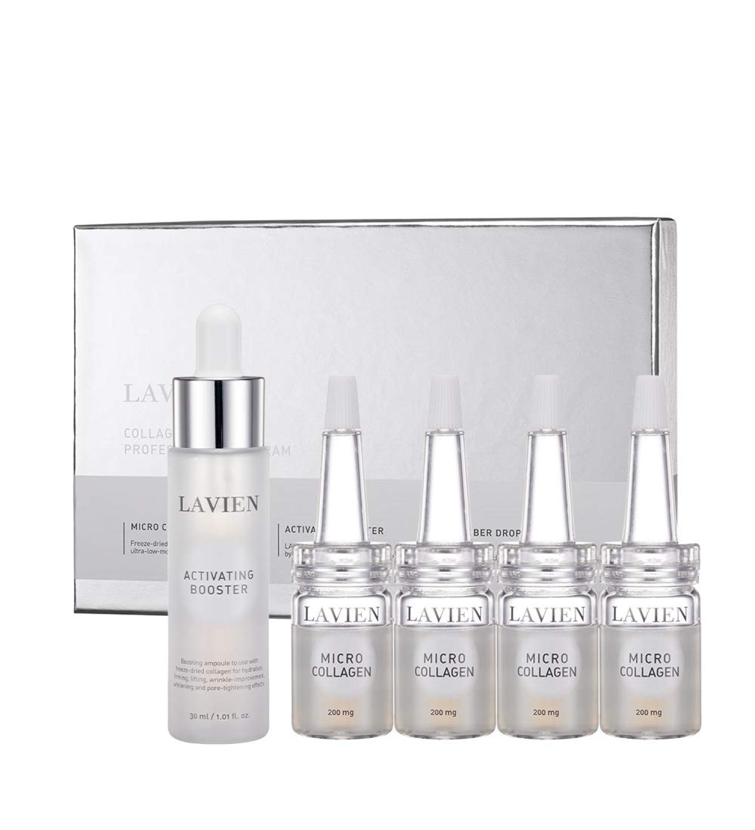 Lavien Collagen Professional Program - Skincare Set Micro Collagen and Activating Booster - Ceramide Elastin and Hyaluronic Acid Suitable for Oily Skin - 30 ml Booster Bottle 4-200 mg - Buy Online on GoSupps.com