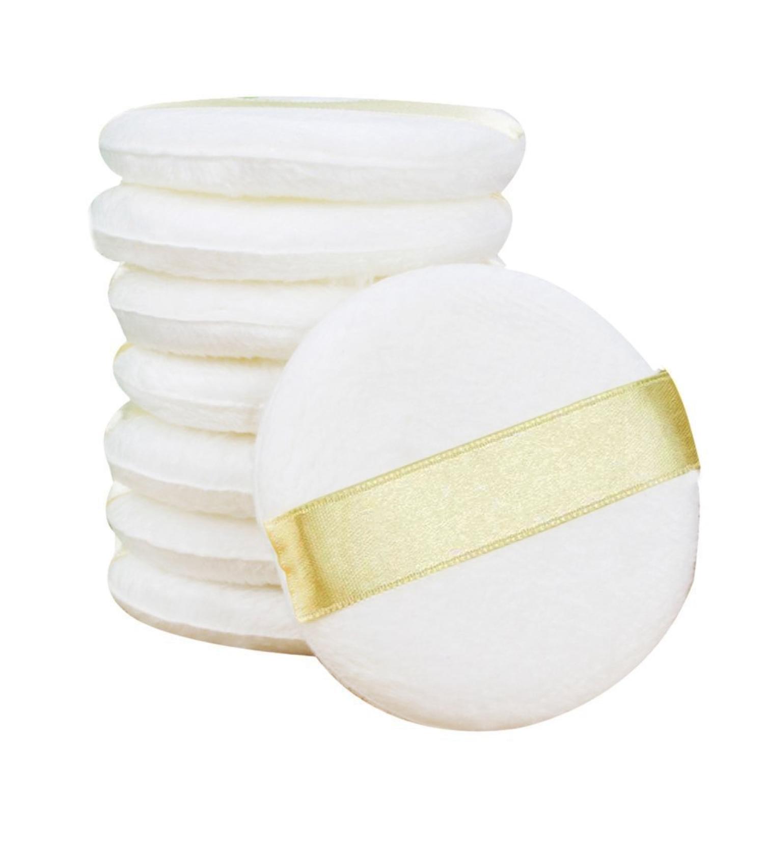 TININNA 5pcs Ultra Soft Baby Cotton Powder Puff - Satin Back Nylon Band Disposable Packaging for Gentle Baby Care - Buy Online on GoSupps.com