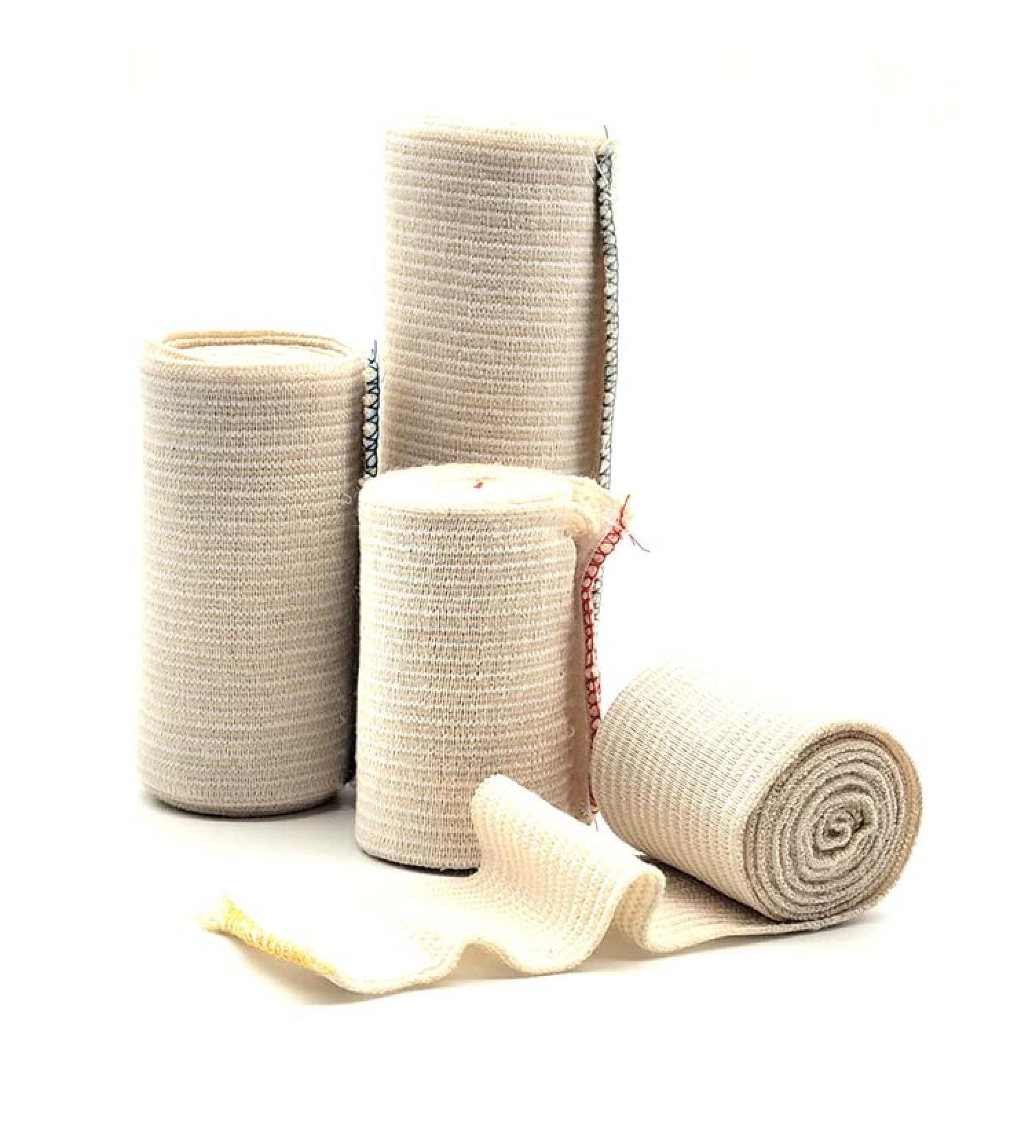 Premium Cotton Elastic Bandage Wrap - 4 Pack (Sizes 2 3 4 6) | Compression Wrap for Sprains & Injuries - International Shipping Available - Buy Online on GoSupps.com