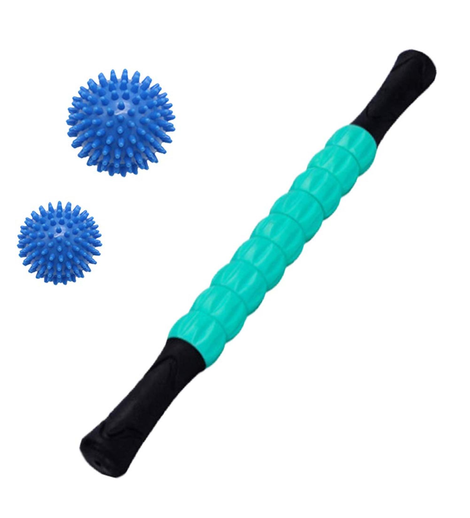 Vandove Massage Roller Stick - Ultra-Portable Muscle Roller with 2 Massage Balls for Trigger-Point Fascia Relief - Ideal for Beginners - Green - Buy Online on GoSupps.com