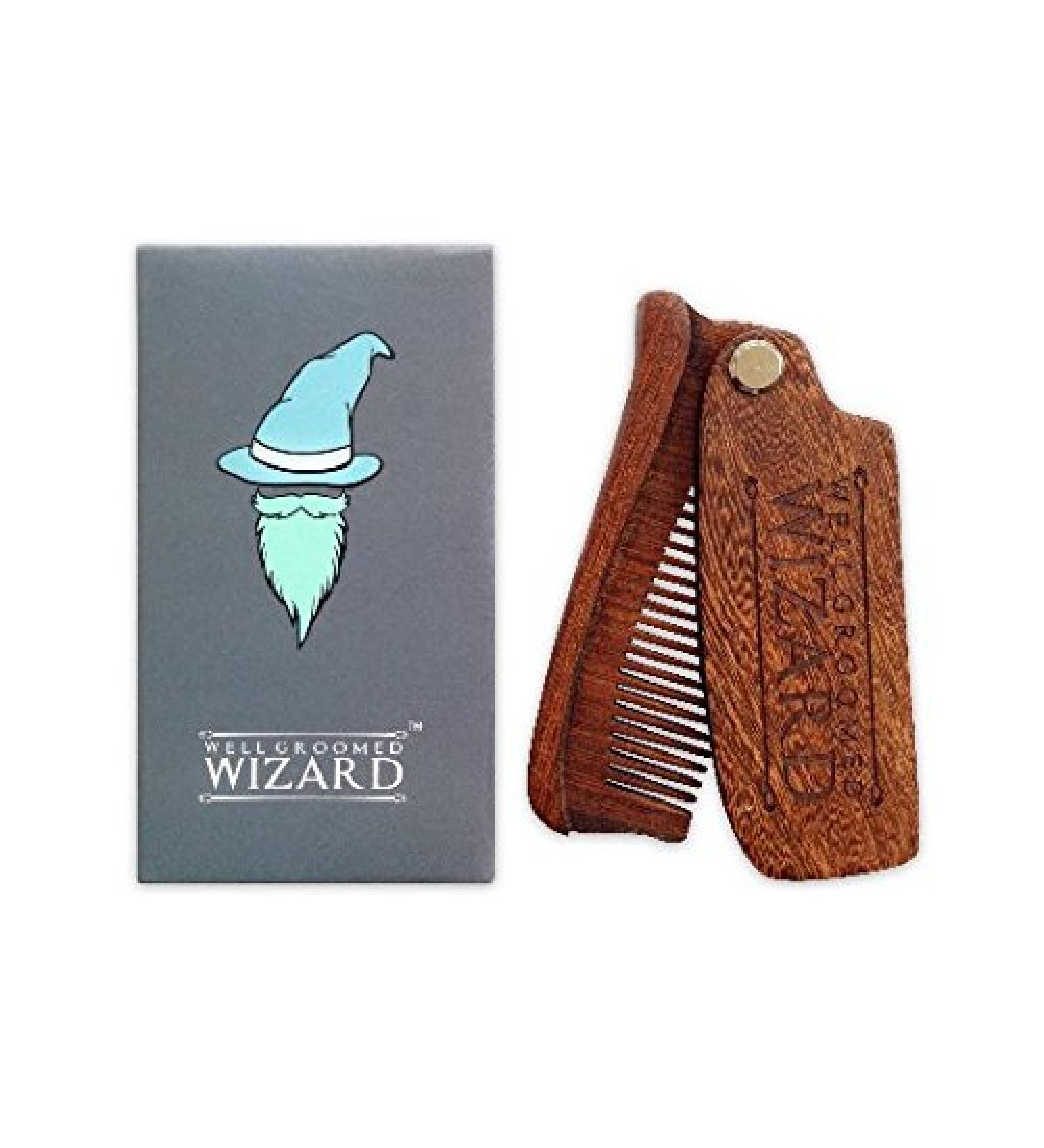Sandalwood Folding Beard Comb - Anti-Static Wooden Grooming Tool for Men - Buy Online on GoSupps.com
