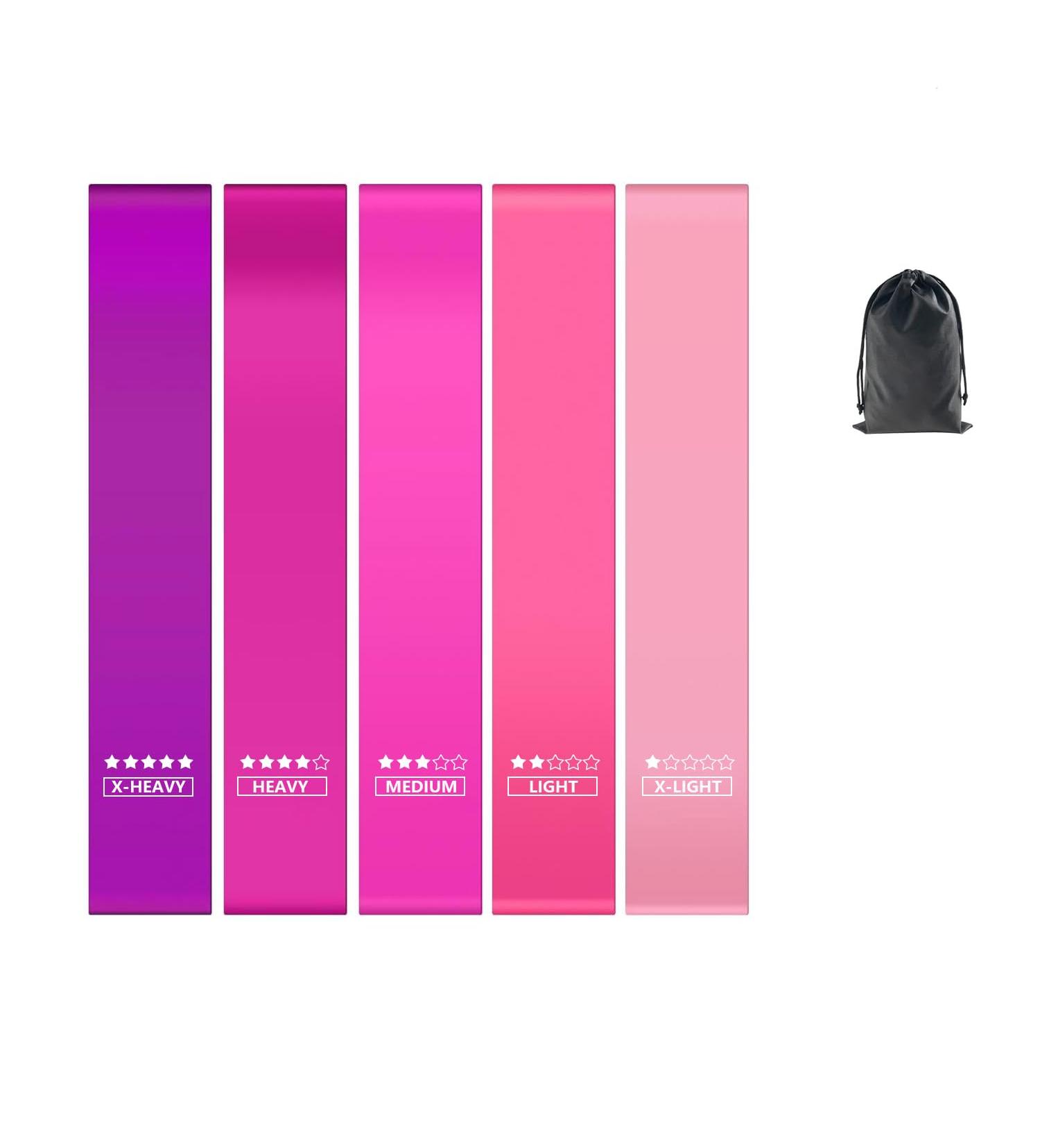 Resistance Bands Exercise Workout Bands for Women and Men 5 Set of Stretch Bands for Booty Legs Pilates Flexbands Home Fitness Yoga (Purple & Pink) - Buy Online on GoSupps.com