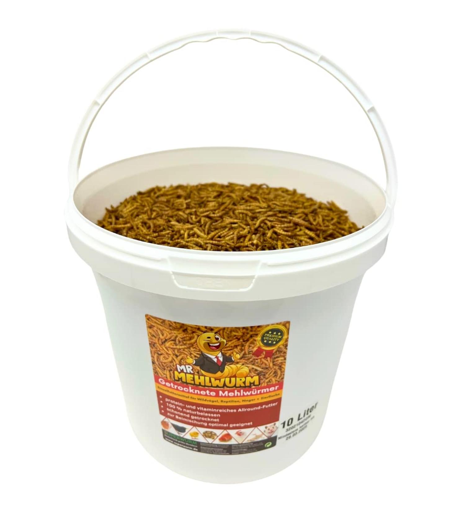 Buy Mr. Flourworm 10L Premium Dried Mealworms | 1.6kg Top Quality Insects | Free DHL Shipping | Perfect Feed Snack for Pets - Buy Online on GoSupps.com