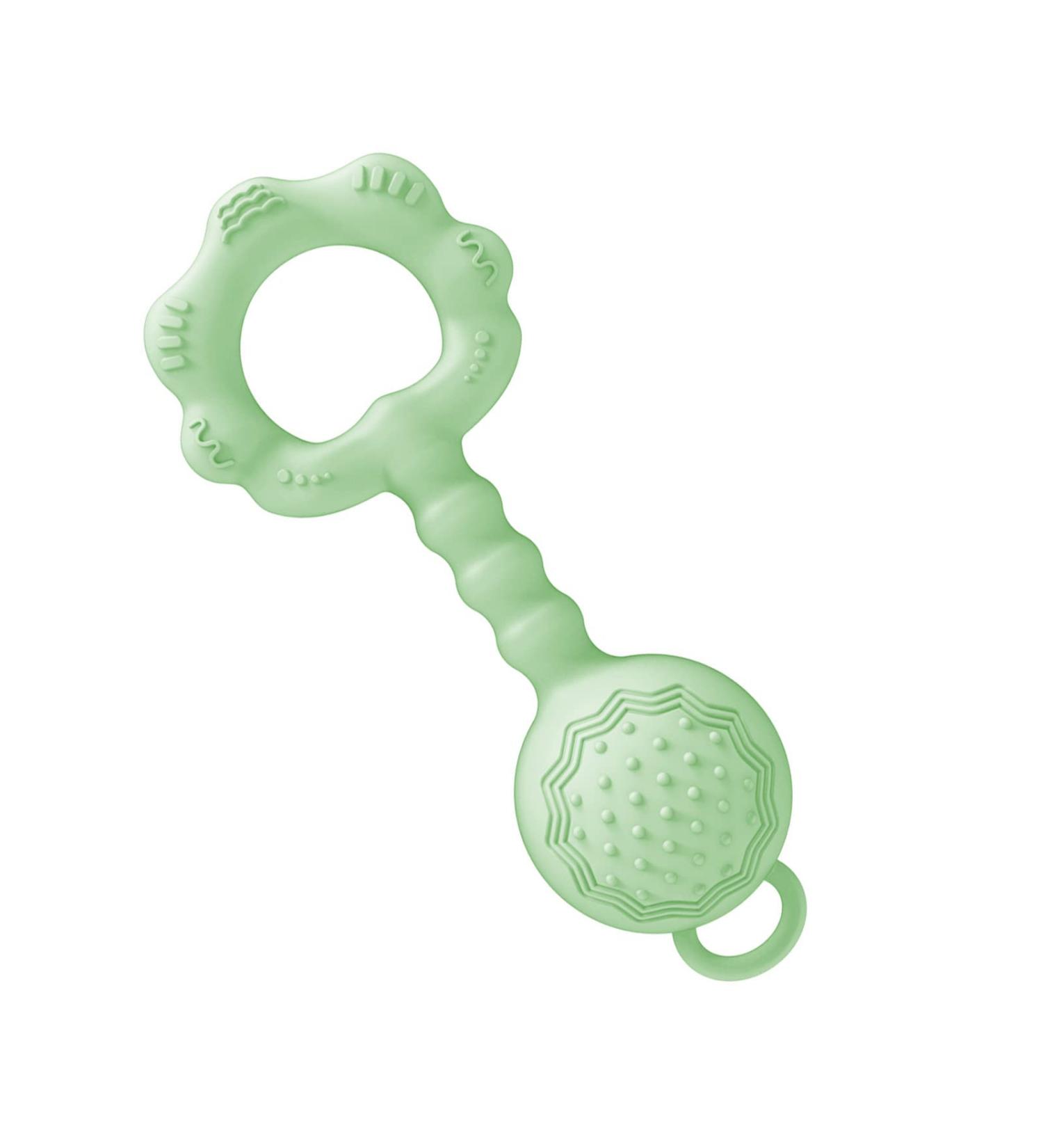 WHOZU Silicone Baby Teether Rattle Toy for Infants 0-18 Months | Soft and Flexible Teething Toy for Boys and Girls - Green - Buy Online on GoSupps.com