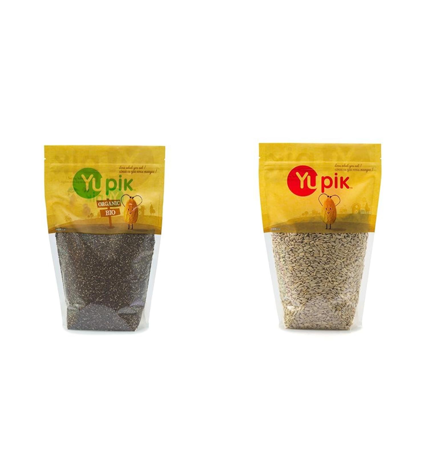 Yupik Organic Black Chia Seeds Non-GMO Vegan Gluten-Free 1Kg & Raw Sunflower Seeds (No Shell) 1Kg (Packaging May Vary) 1000 g (Pack of 1) Black Chia Seeds+ Sunflower Seeds - Buy Online on GoSupps.com