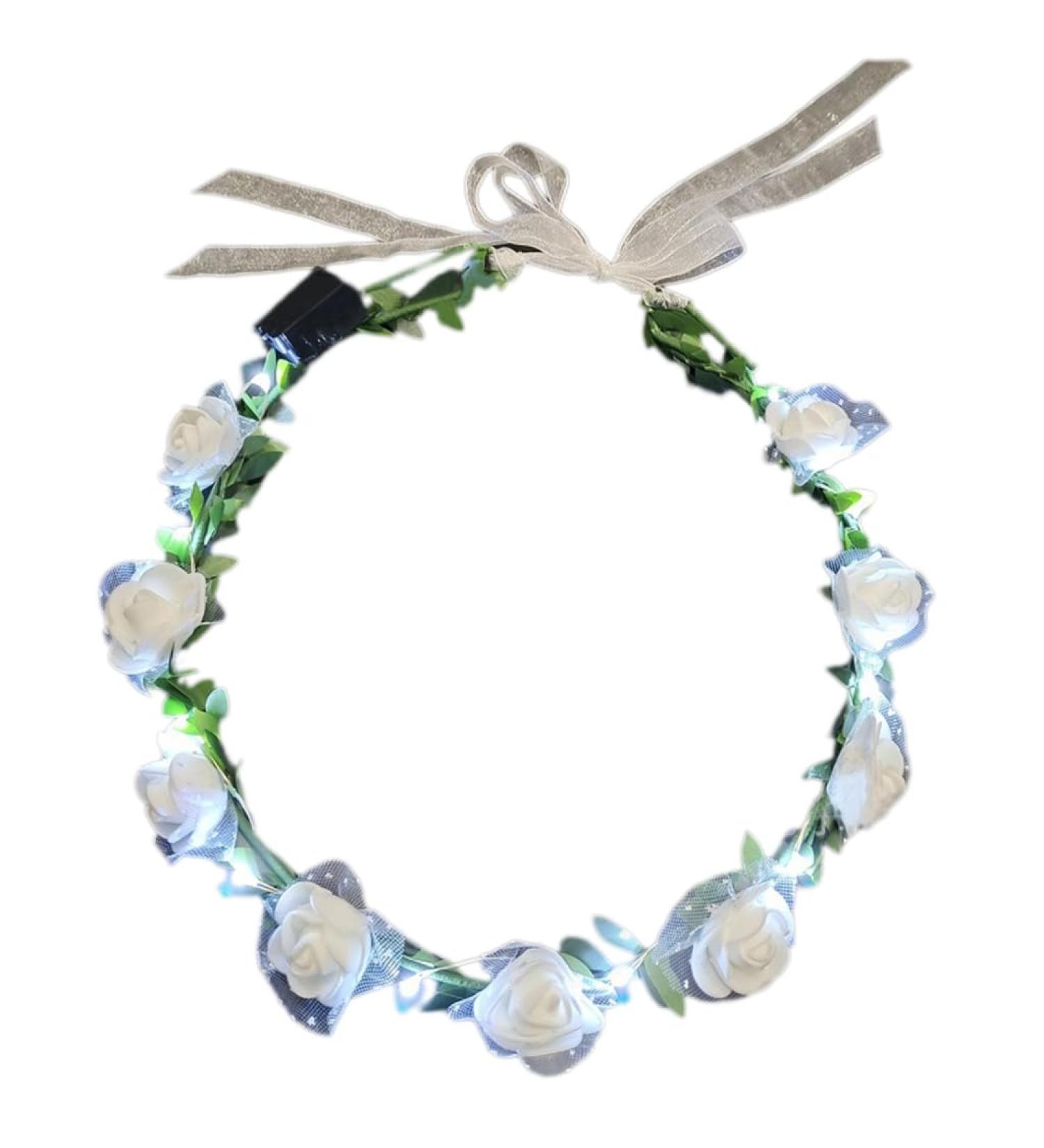 TQUXNGA Delicate Flower Crown Bride Wedding Crown Garland Headband Fashion Woman Luminous Taking Photo Garland Hairband White flower - Buy Online on GoSupps.com