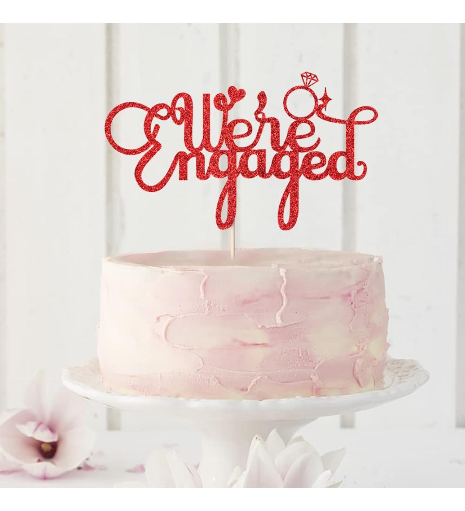 Sleyberoy Our Engaged Cake Toppers - Great for Proposals Weddings Bridal Showers Engagement Party Decorations - Buy Online on GoSupps.com