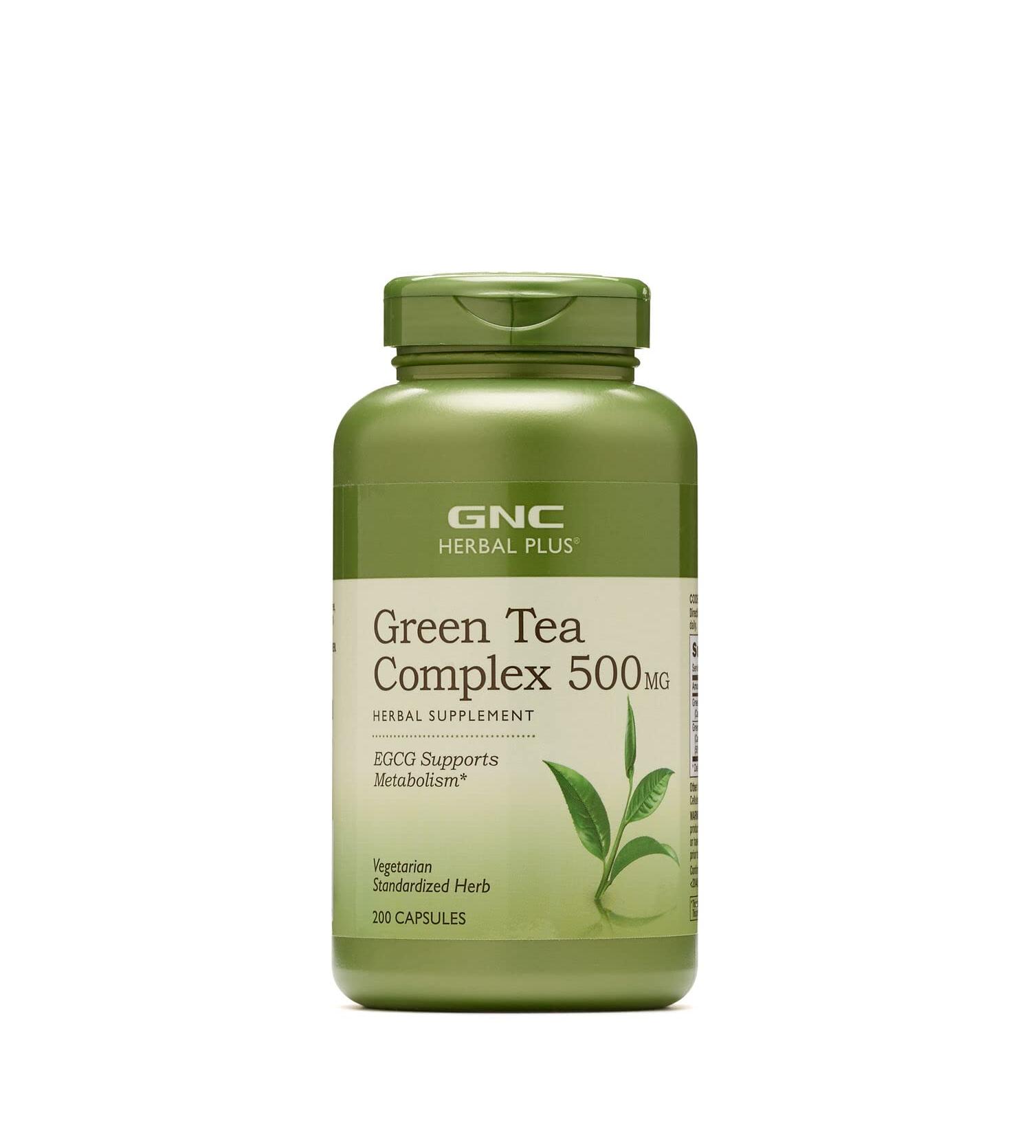 GNC Herbal Plus Green Tea Complex 500mg - 200 Vegetarian Capsules | Supports Metabolism - Buy Online on GoSupps.com