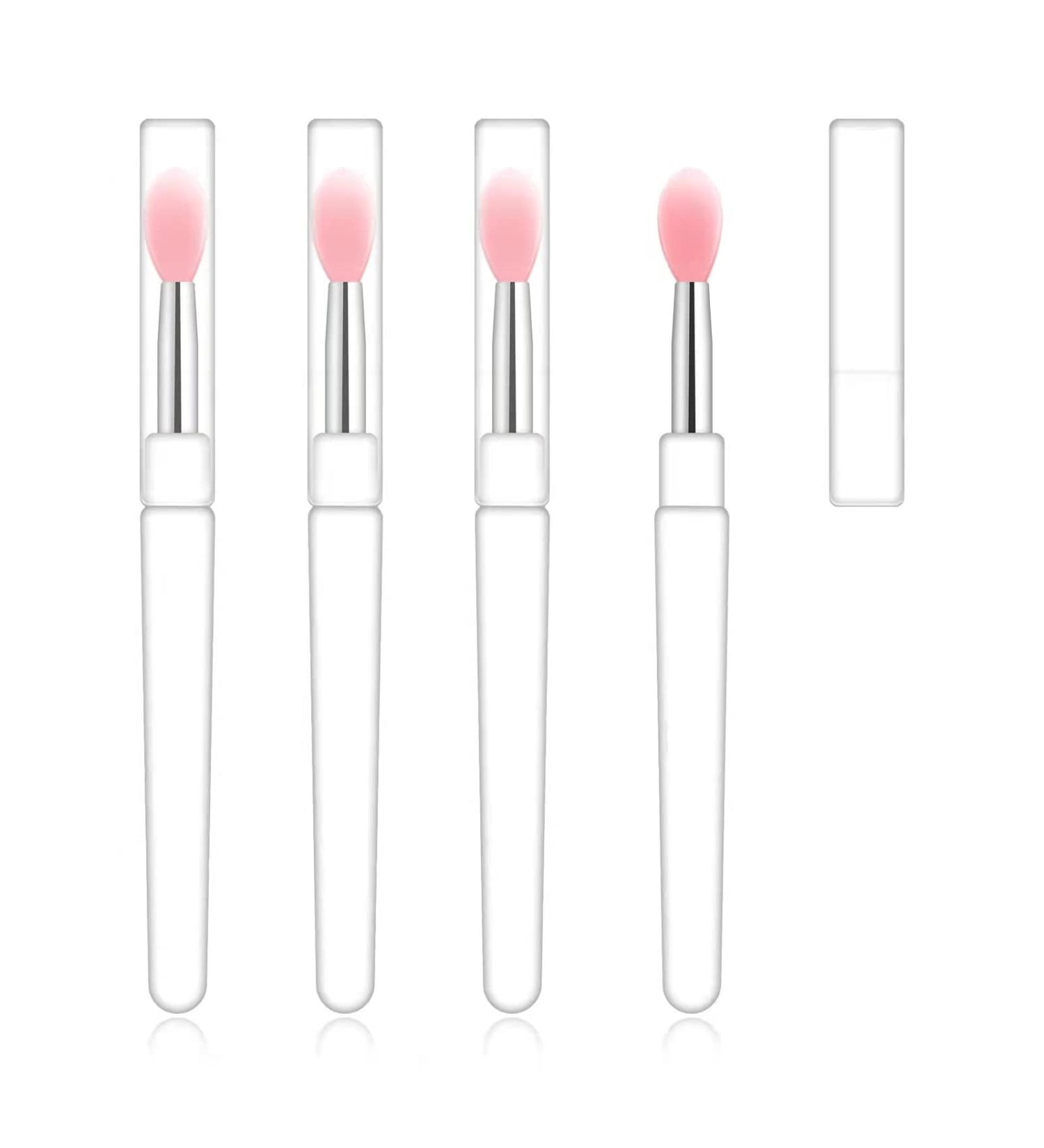 Silicone Lip Brush Set - 4 Pink Lip Gloss Wands with Cap for Lip Mask & Cream - Buy Online on GoSupps.com