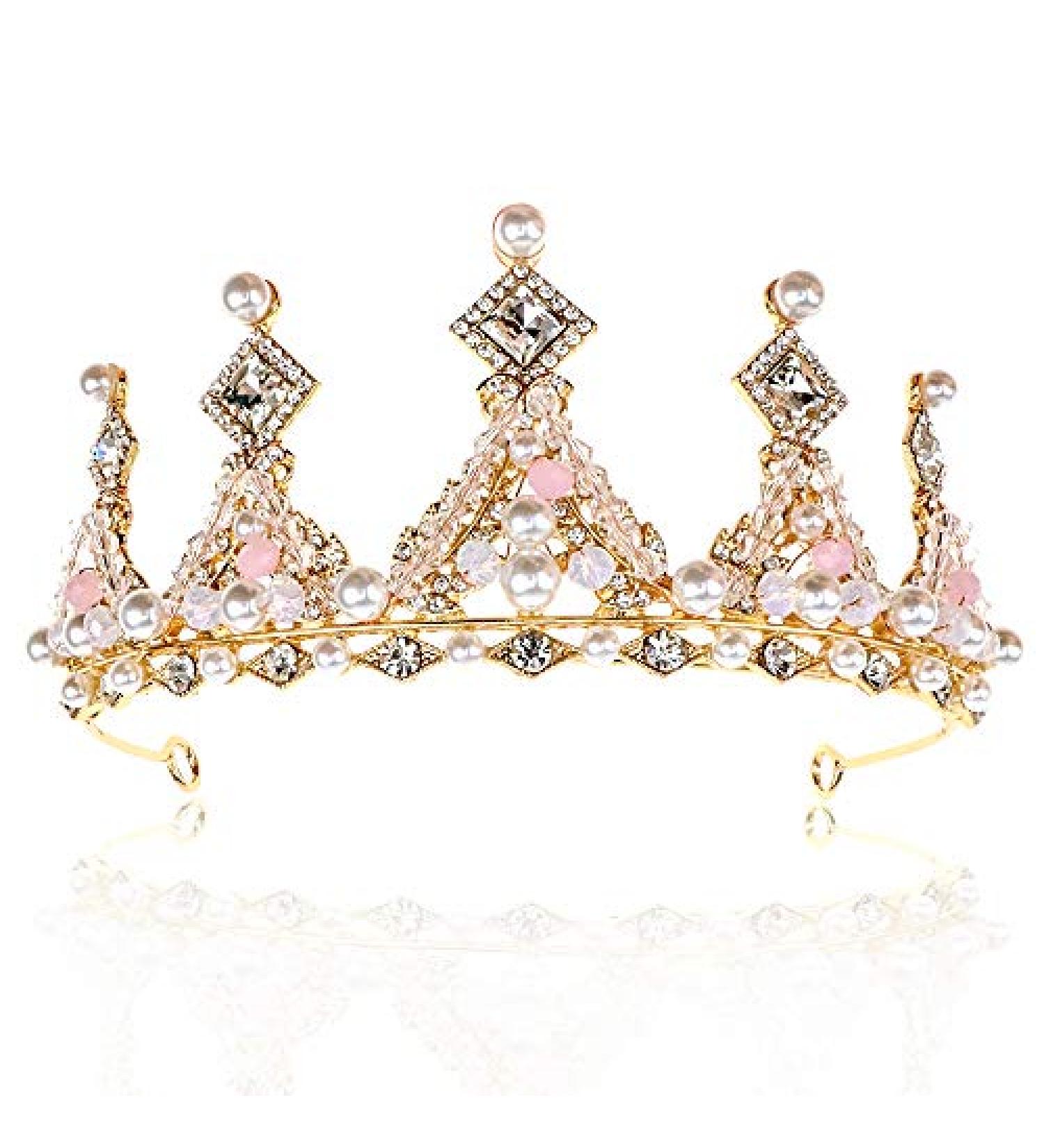 NODG Gold Tiara for Women | Pink Rhinestone Birthday Crown - Hair Accessory for Halloween, Cosplay, Prom & Christmas - Buy Online on GoSupps.com