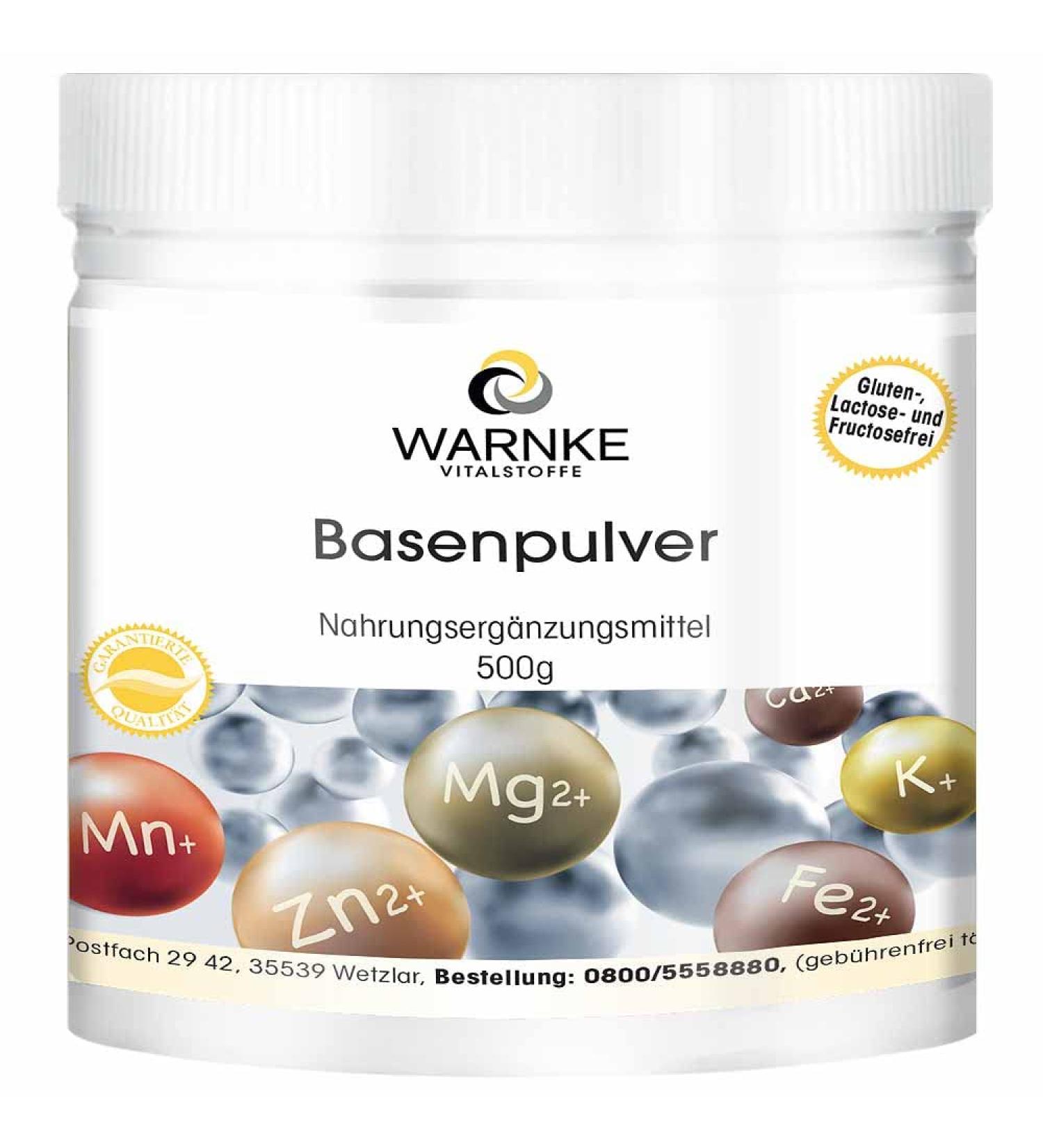 Buy Base Powder 500g - 9 Minerals & Trace Elements Vegan Acid-Base Household | Warnke Vital Substances - German Pharmacy Quality - Buy Online on GoSupps.com