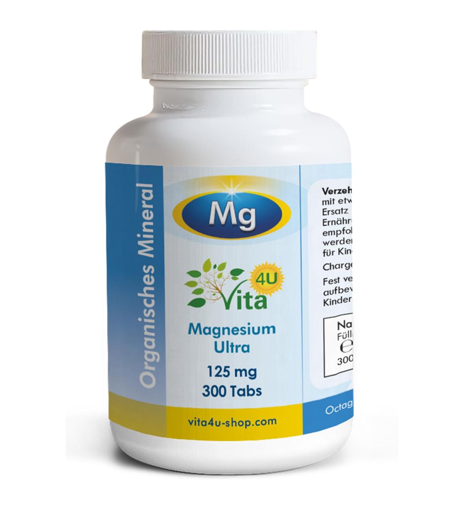  Vita 4u Magnesium bisglycinate 300 tablets 1800 mg of magnesium glycinate per day including 250 mg of elemental magnesium - Buy Online on GoSupps.com