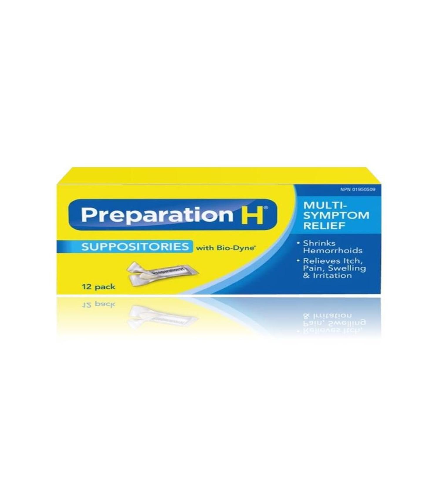 Preparation H Multi-Symptom Hemorrhoid Treatment Suppositories with Bio-Dyne 12-Count 12 Count (Pack of 1) 12 Count - Buy Online on GoSupps.com