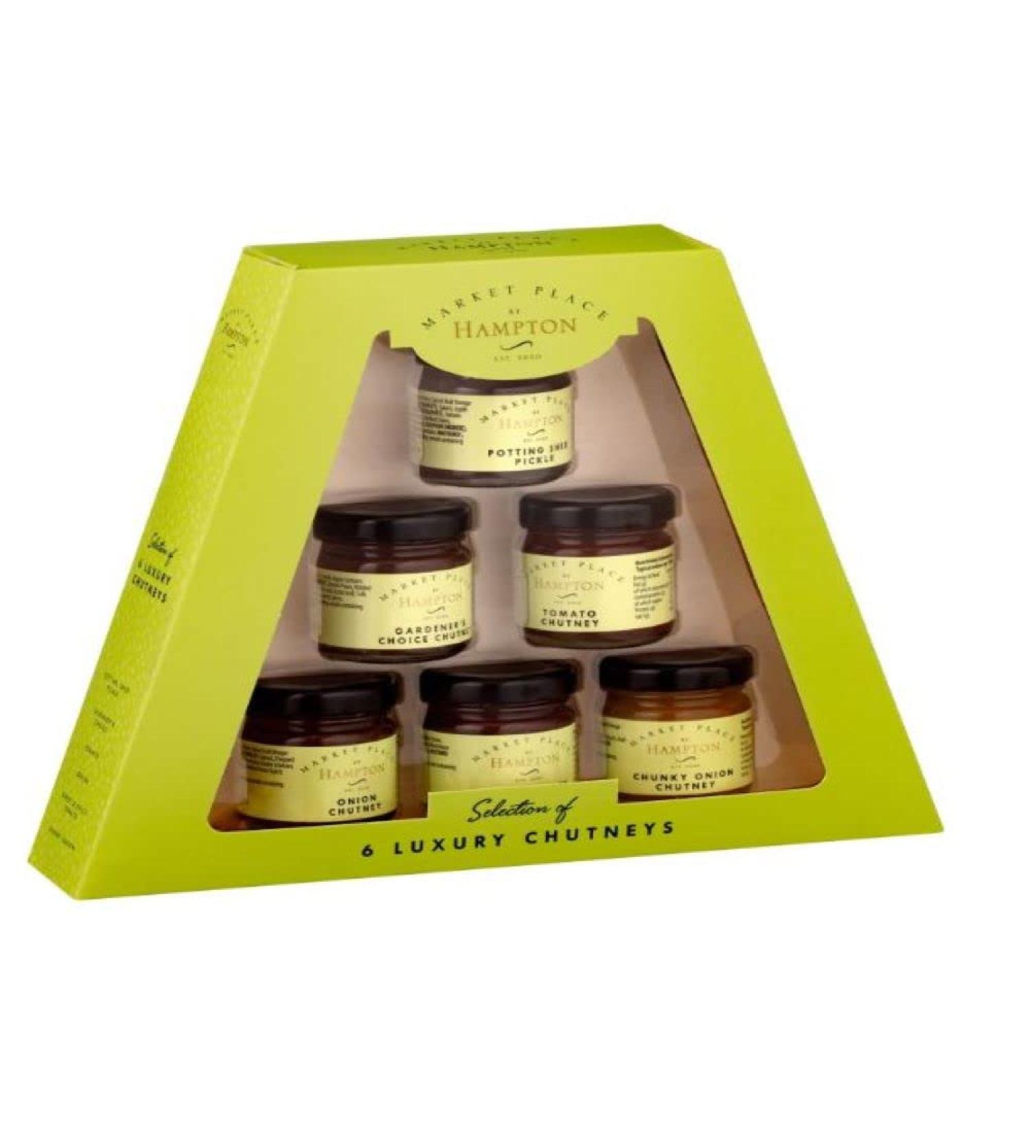Hampton Preserves Finest Selection Chutneys & Pickles Gift Set 6 Mini Jars (35g each) - Buy Online on GoSupps.com