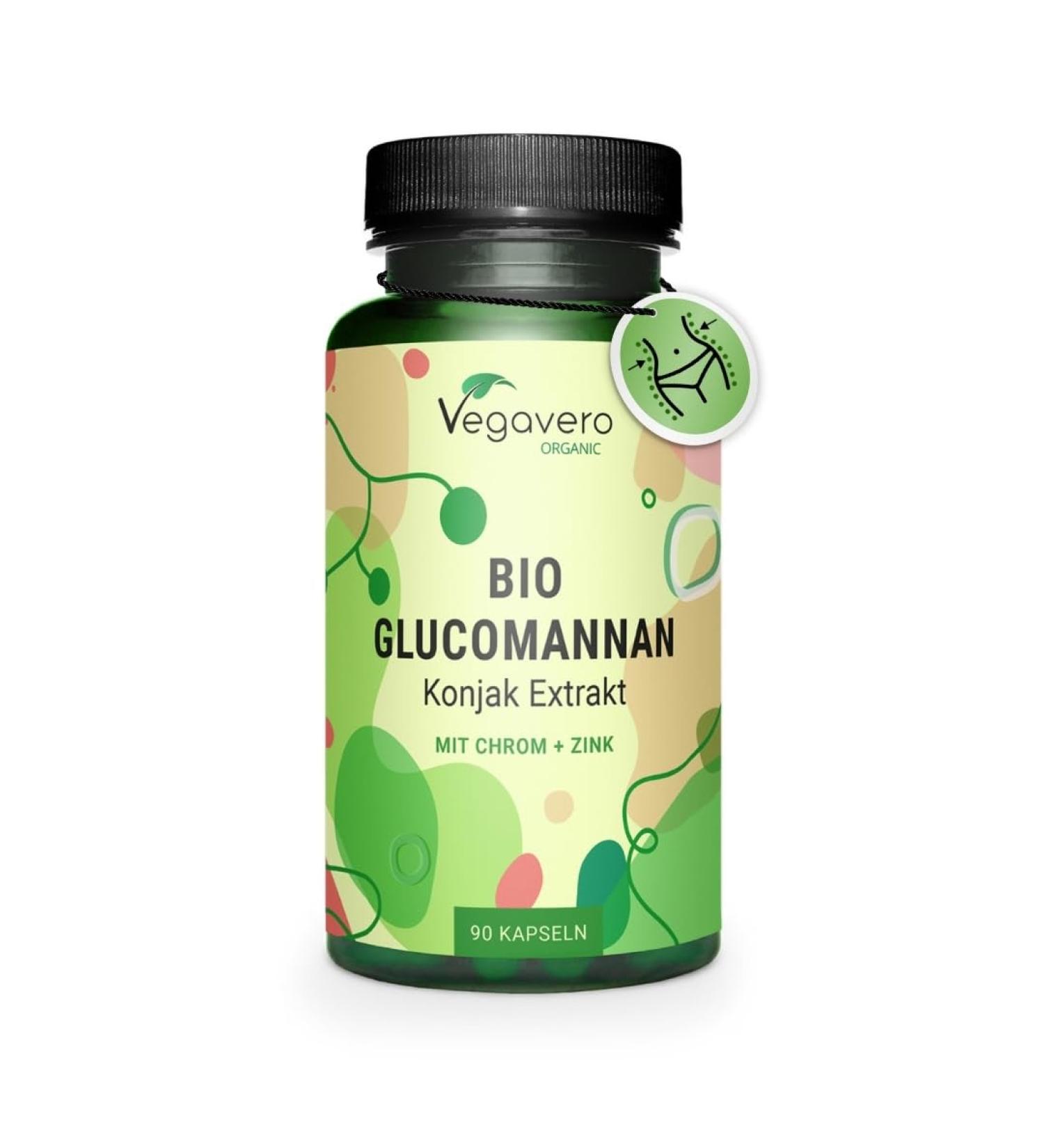 Konjac ORGANIC 4210 mg | With 95% Glucomannan + Zinc and Chromium | High Dosage | 90 Capsules | Vegan & No Additives | Vegavero  - Buy Online on GoSupps.com