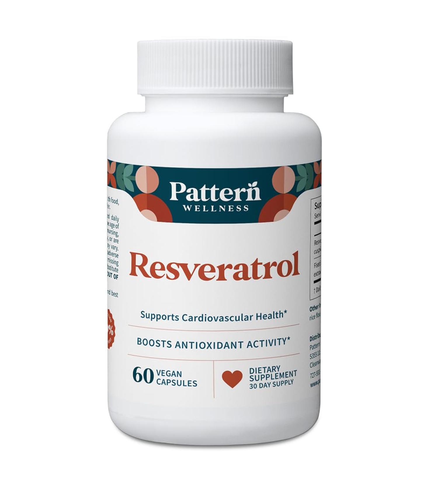 Pattern Wellness Resveratrol with Fisetin Supports Cellular, Heart & Immune System Health Promotes Antioxidant Protection Vegan, Non-GMO, Gluten-Free 60 Capsules 60 Count (Pack of 1) - Buy Online on GoSupps.com