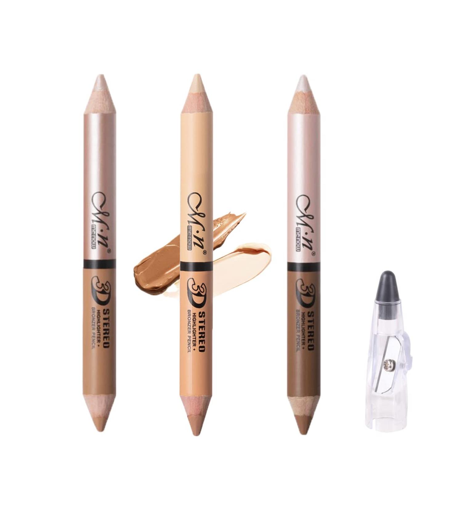 MEICOLY Highlight Contour Stick 6 Color Double-Headed Face Bronzer & Shimmer Cream Pen | 3D Contour Set with Pencil Sharpener - Buy Online on GoSupps.com