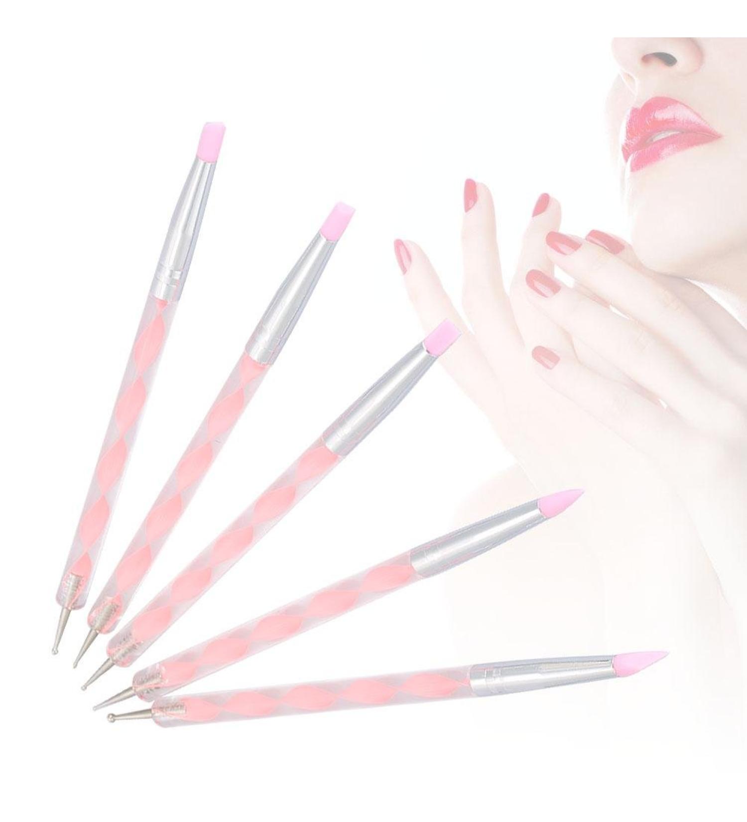 Nail Art Dotting Pen Set - 5 Double Ended Tools for Perfect Manicures | Pink | International Shipping - Buy Online on GoSupps.com