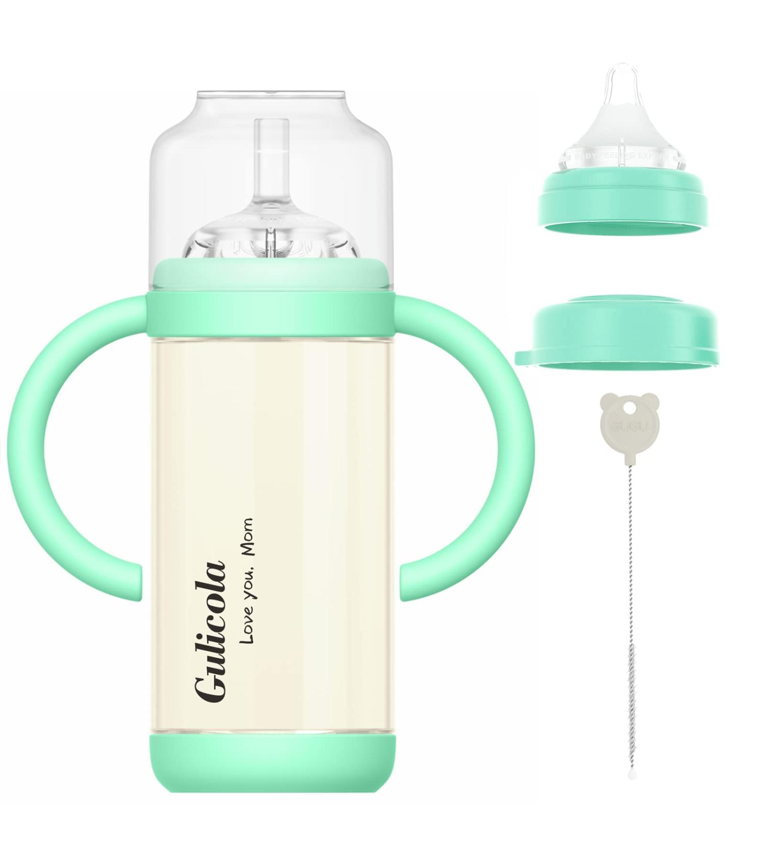Gulicola Spill Proof Sippy Cup with Straw - Fast Flow Nipple, PPSU Material - 7oz Green Cup for Baby and Toddlers - Buy Online on GoSupps.com