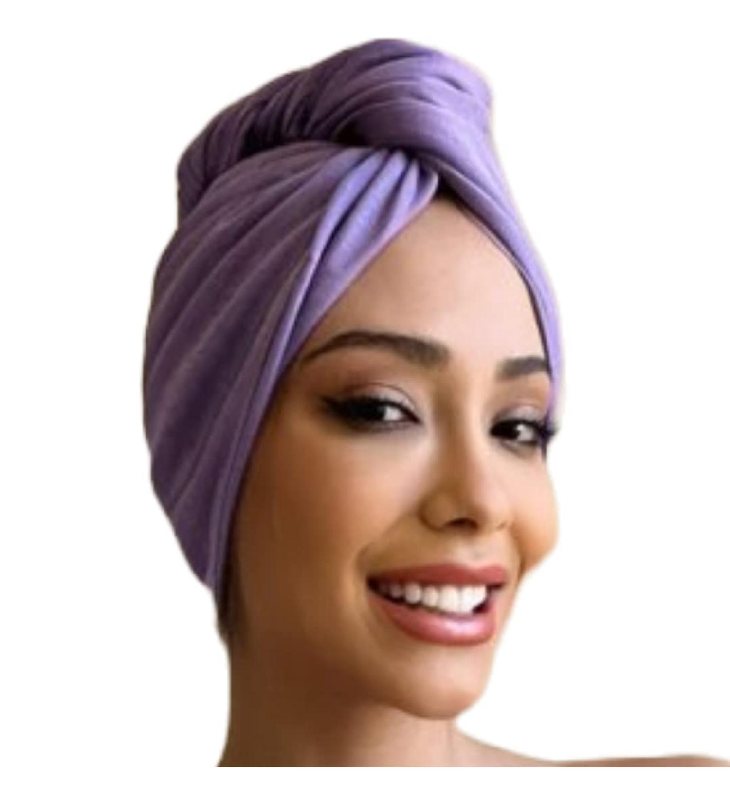 Radiant Queen Cotton Hair Towel - Purple | 100% Cotton Double Layer Material | Adjustable Size for Short, Medium, Long Hair | Anti-Frizz - Buy Online on GoSupps.com