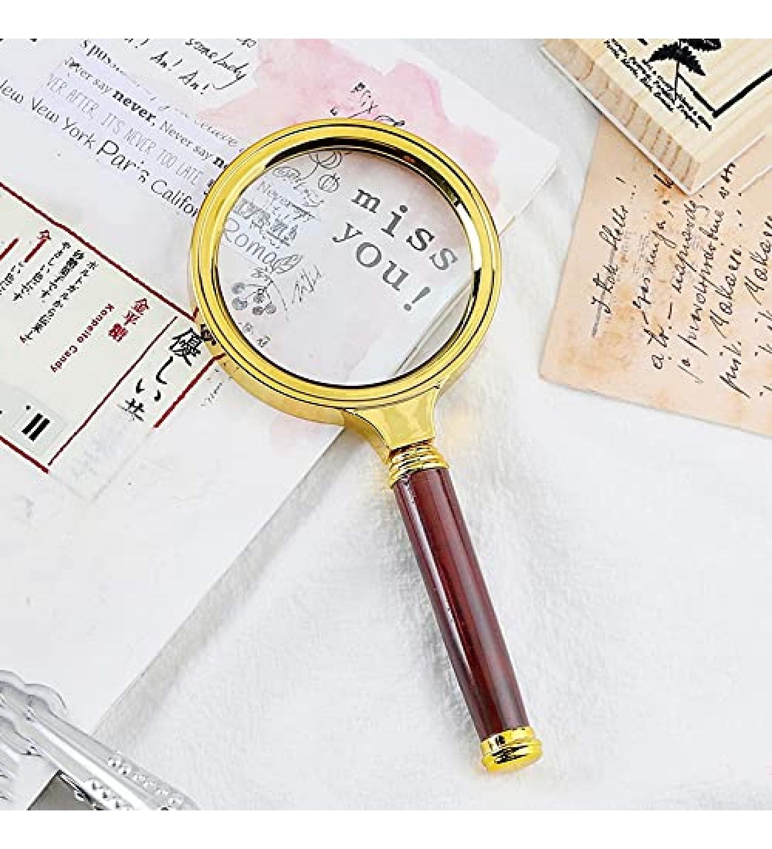 Magnifying Portable Handheld 10X Magnifying Glass 60mm 70mm 80mm 90mm Retro Handle Magnifier Eye Loupe Glass (Color : As pic4 Size : 10X) Good Times - Buy Online on GoSupps.com