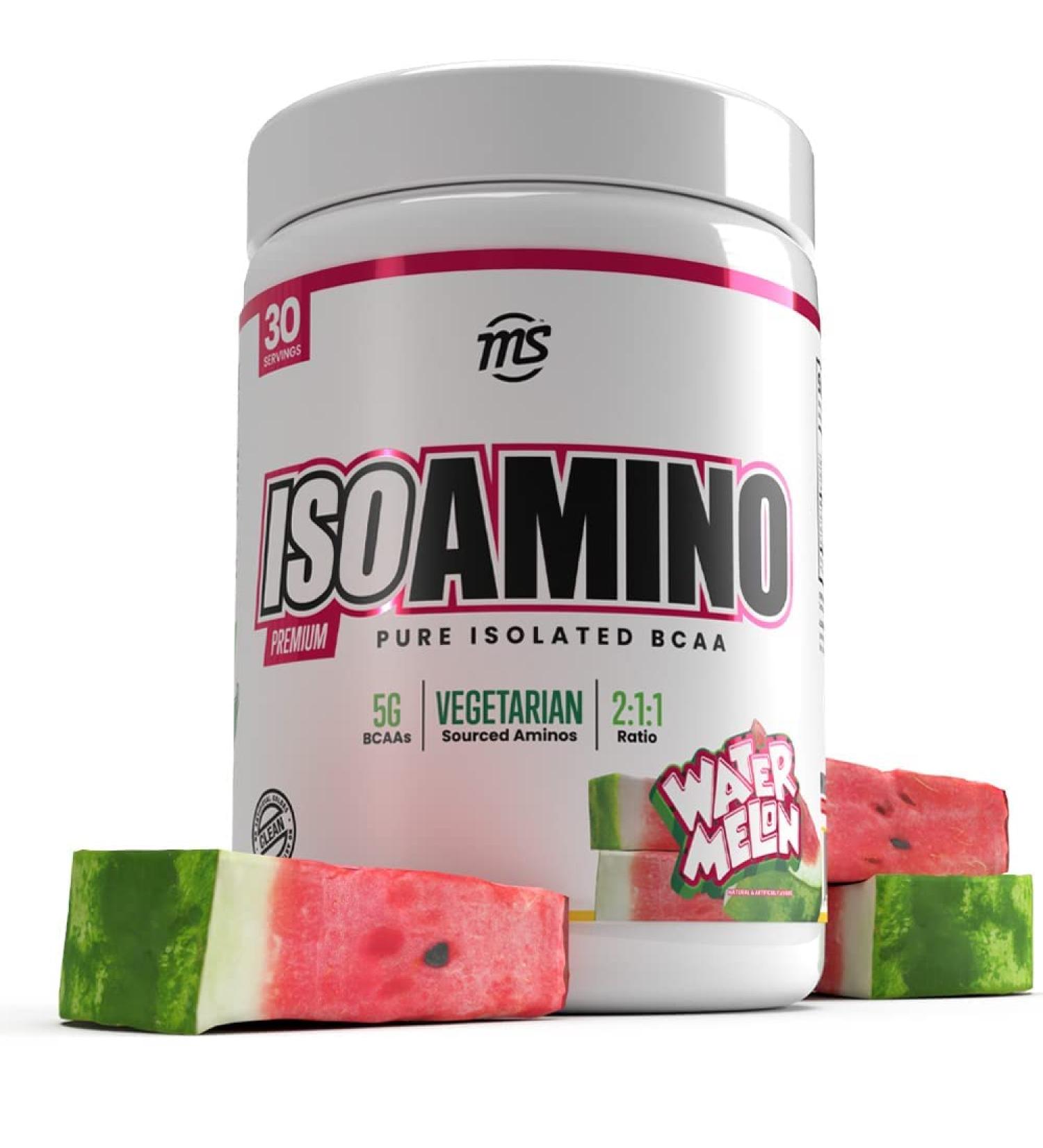 Man Sports ISO Amino - Watermelon BCAA Powder 270g | Vegetarian 2:1:1 Ratio | Natural Lean Muscle & Fat Burning Supplement - Buy Online on GoSupps.com