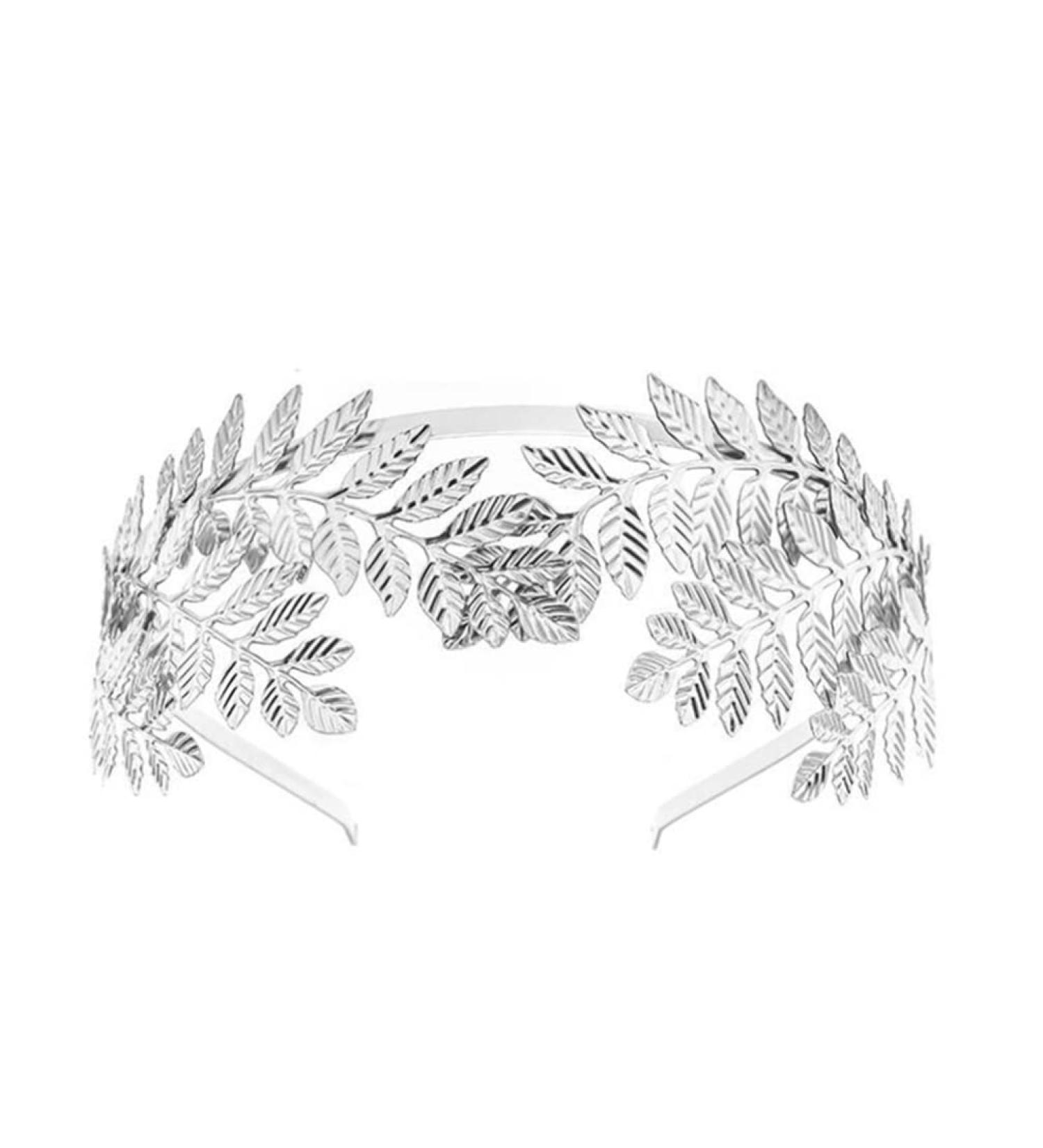 SOLUSTRE Baroque Leaf Hair Crown - Gold & Silver Laurel Wreath Headband for Costume Parties | Elegant Accessory - Buy Online on GoSupps.com