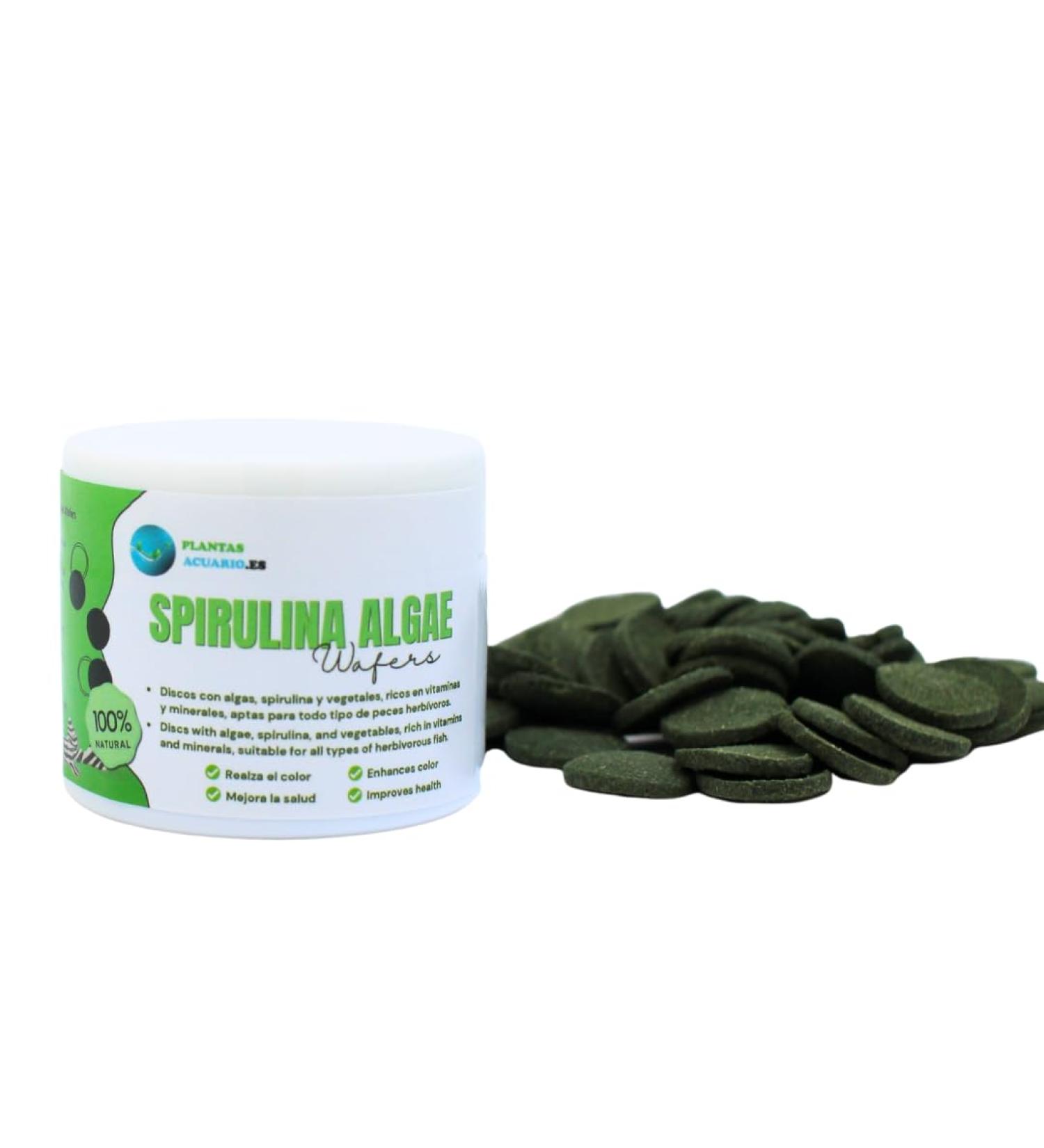 Spirulina Algae Wafers 50 ML, Spirulina Discs, Plant Food for Bottom Fish Based on Algae and Spirulina, Natural and Balanced Food for Fish and Invertebrates