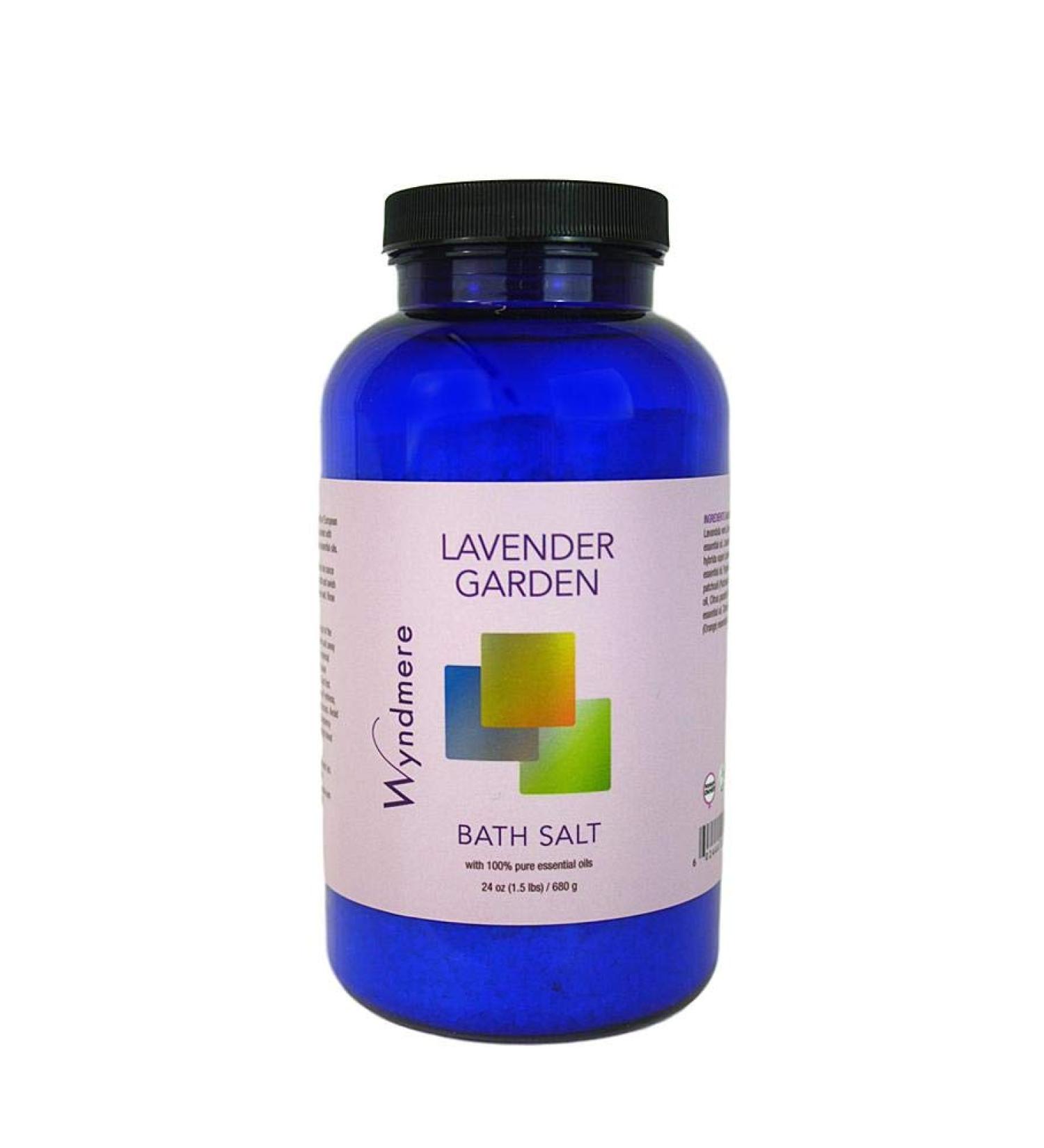 Wyndmere Lavender Garden Bath Salts - Made with 100% Pure Therapeutic Essential Oils and European Sea Salts - Soothing and Relaxing - 24oz