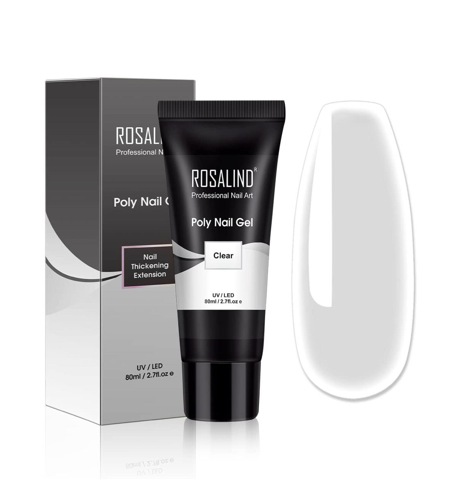 Rosalind Transparent Poly Nail Gel 80ml - Quick Extension Building Acrylic Gel for Beginners & Professionals | Perfect for Home DIY Nail Art - Buy Online on GoSupps.com