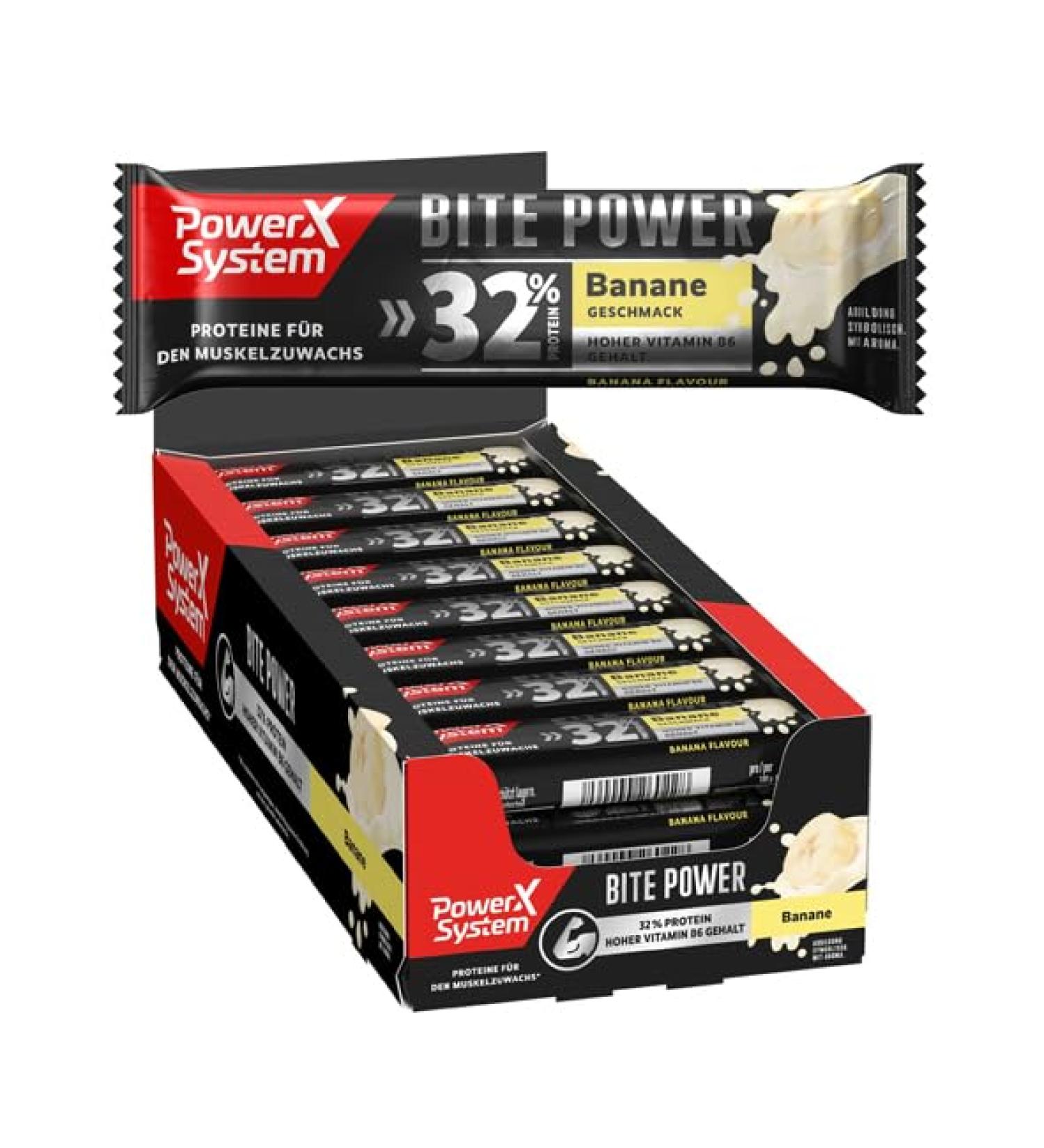 Power System - Protein Bar Banana Snack Bar for Athletes Fitness Bar Energy Bar for Muscle Building - 24x 35g