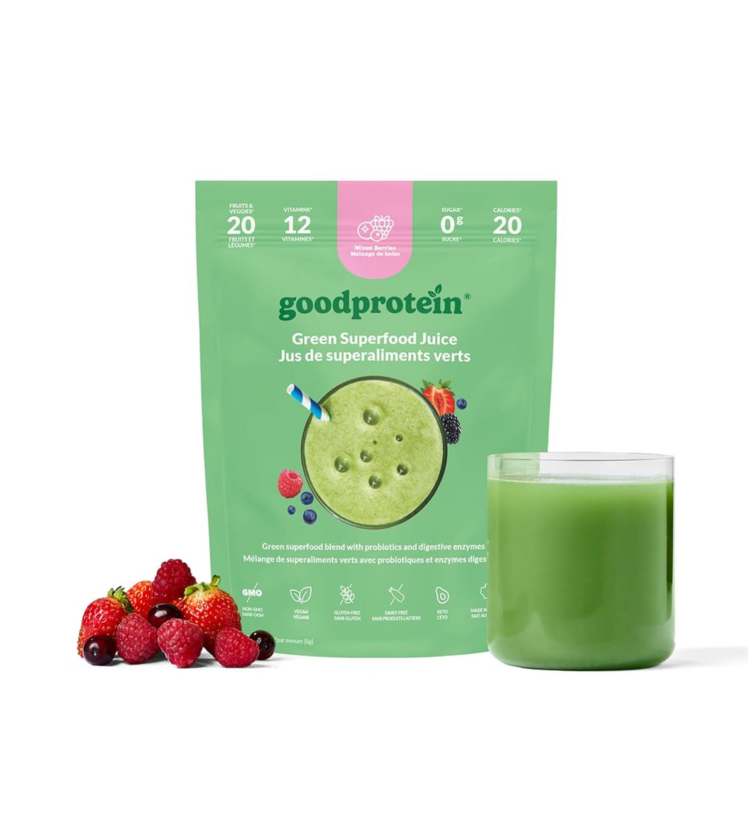 Good Protein Greens Superfood Powder Juice - 100% Natural Digestive Enzyme Greens Powder | Vegan Non-GMO Gluten Free Vitamins Green Powder - Organic Alfalfa Wheat Barley Grass Spirulina Powder | 225g Mixed Berries Mixed Berries 225 g (Pack of 1) - Buy Online on GoSupps.com