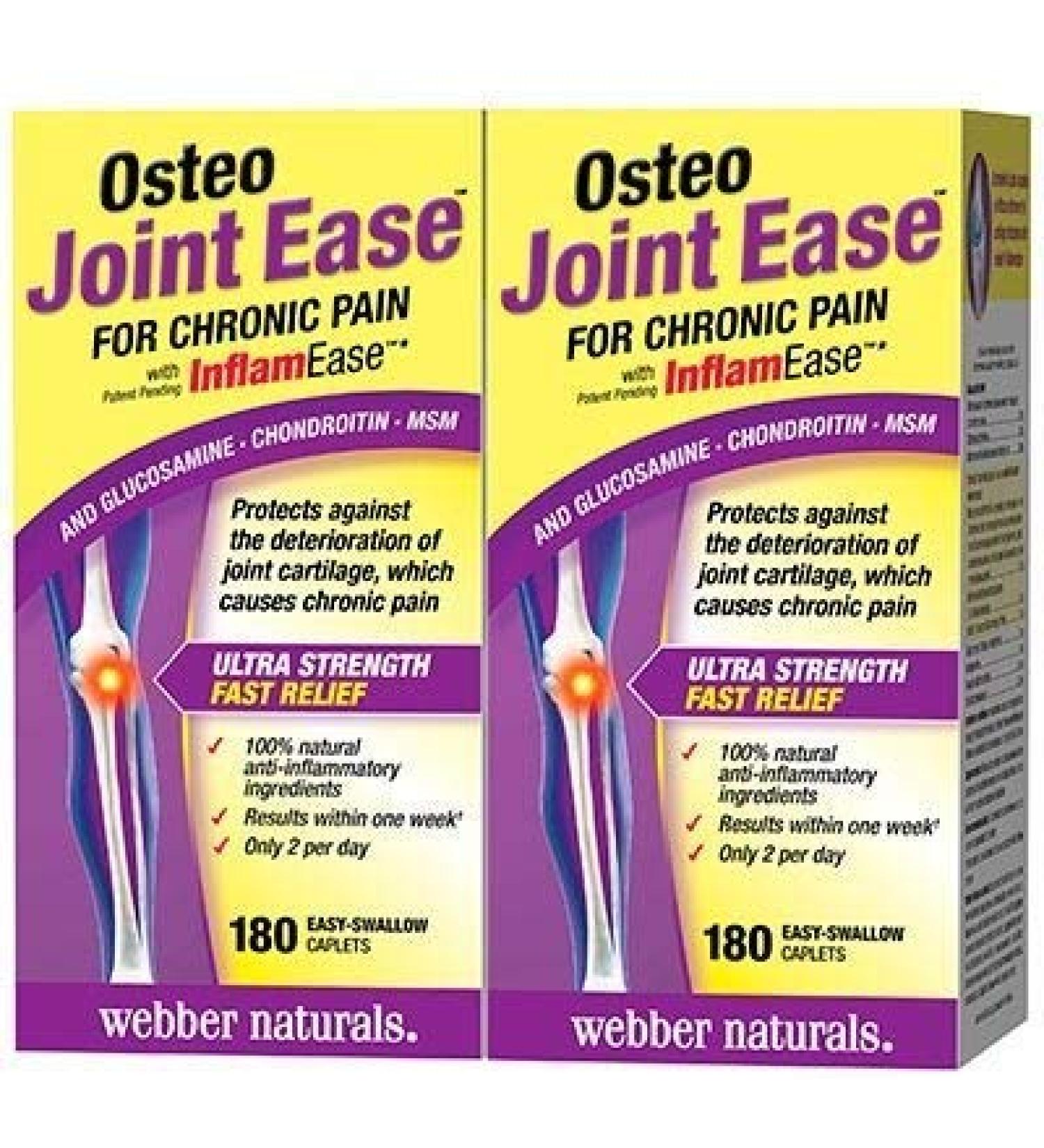 Webber Naturals Osteo Joint Ease with InflamEase 180 Caplets Twin Pack : Glucosamine Chondroitin and MSM