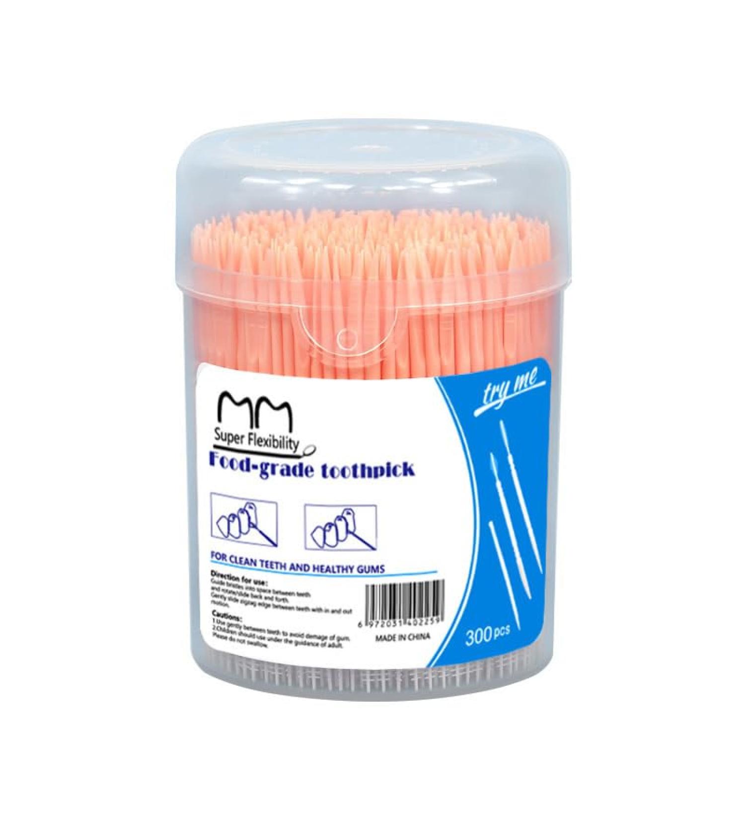 300pcs Plastic Double Head Interdental Brushes - Dental Floss Sticks for Oral Hygiene | Tooth Cleaning Tools - Buy Online on GoSupps.com