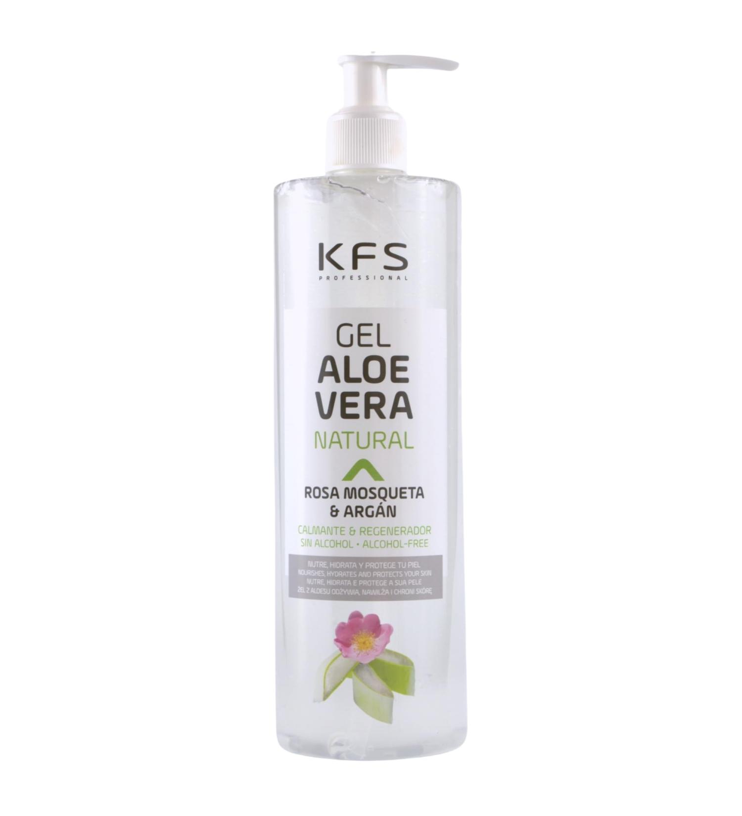 KFS Aloe Vera gel pur naturel l huile de Rose musqu e et d Argan 500 ml. Absorption imm diate et agr able texture non grasse. Nourrit hydrate rafra chit et soigne la peau. Apr s-soleil. Afersun - Buy Online on GoSupps.com
