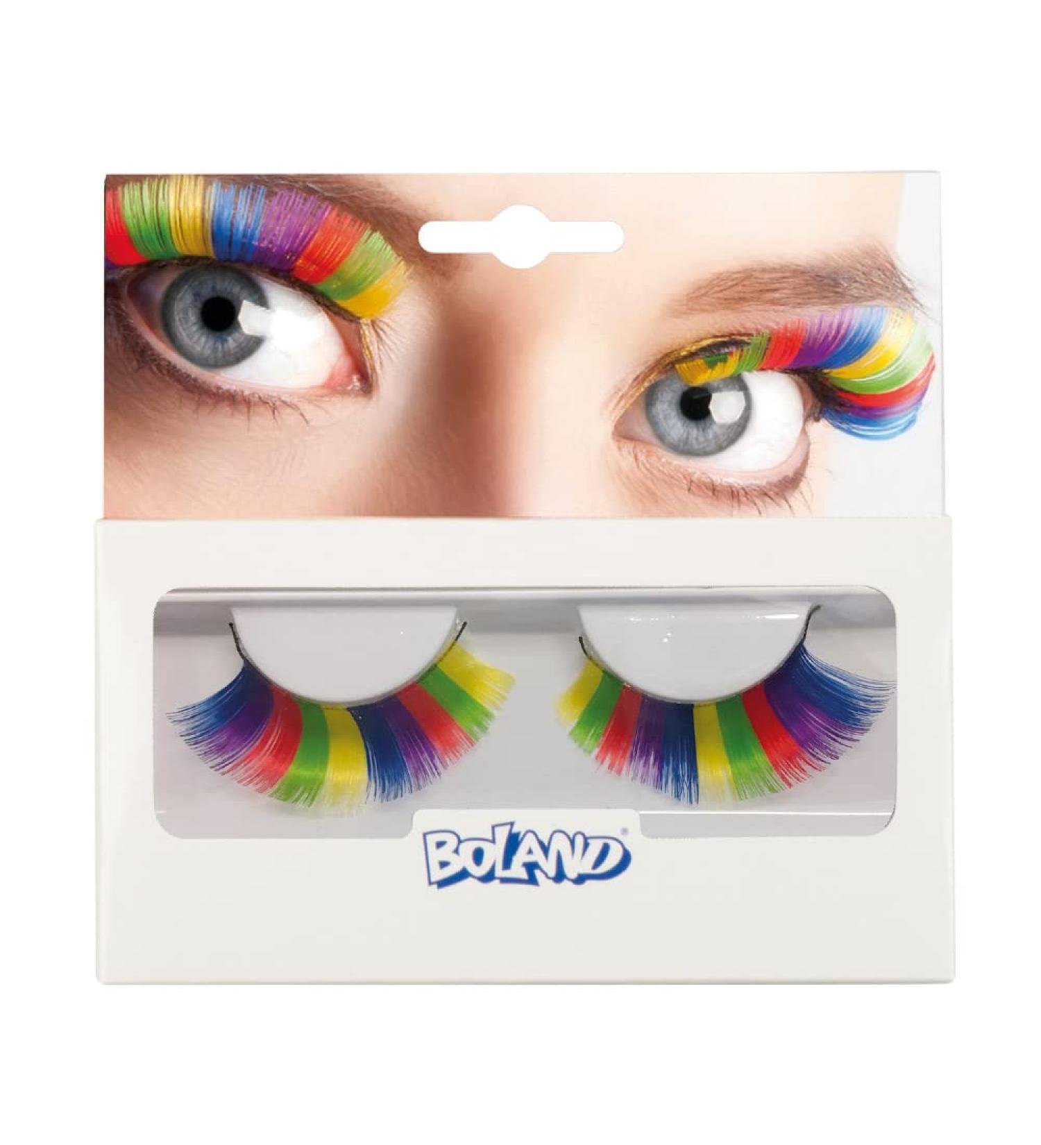 Boland - self -adhesive eyelashes basic 1 pair artificial eyelashes simple application eye beat theme party carnival rainbow