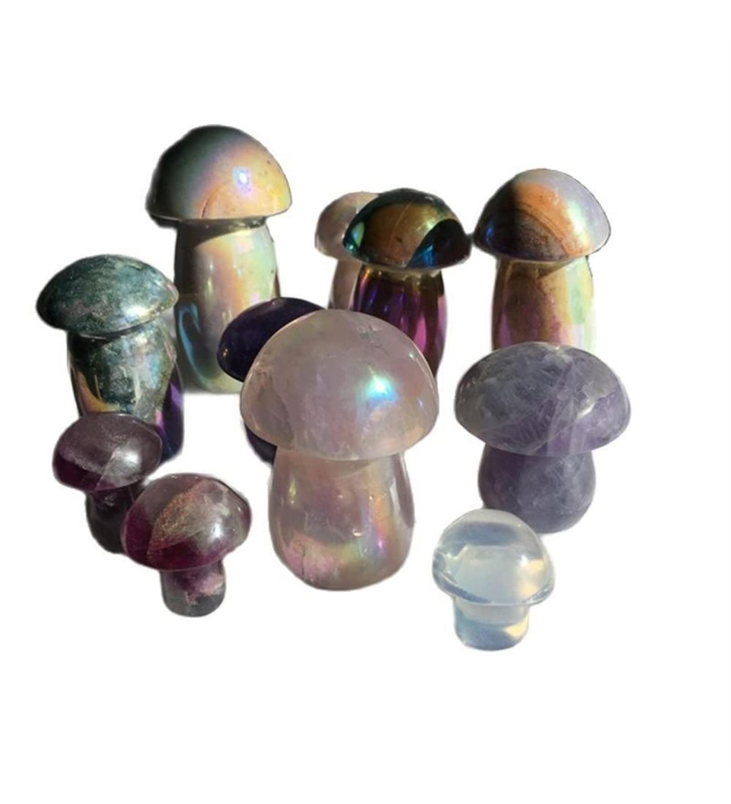 Crystal Rough Home Decoration Natural Quartz Mushroom Shape Crystal Carving Angel Aura Crystal Carved Mushroom for Decoration Stones (Color : Aura 5-6cm Size : 1 pcs) 1 pcs Aura 5-6cm - Buy Online on GoSupps.com