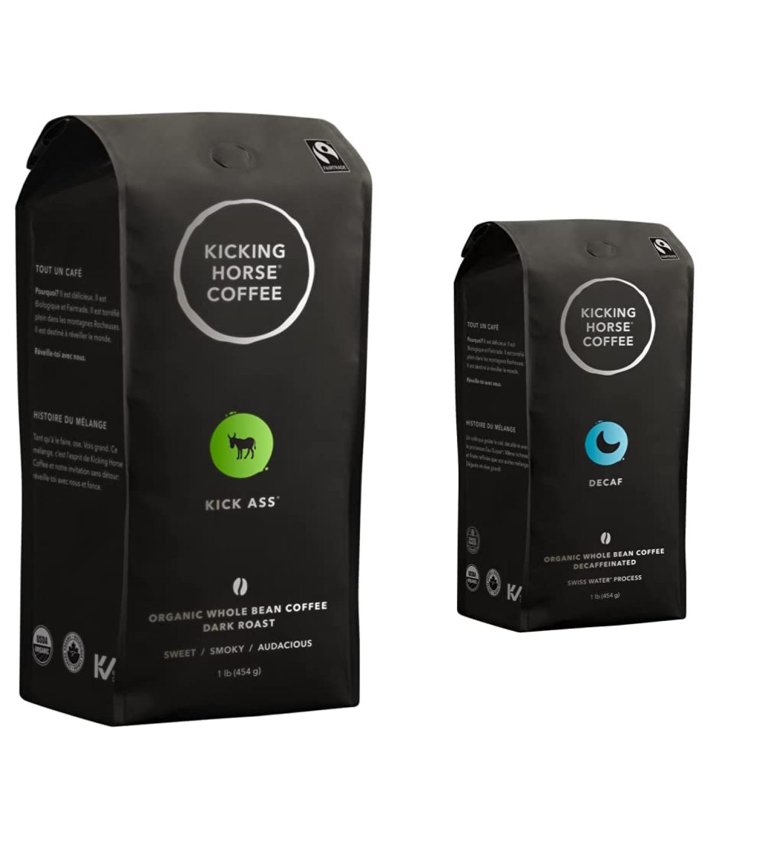 Kicking Horse Coffee KICK Ass Dark Roast Whole Bean 1 lb - Certified Organic & Decaf Swiss Water Process Dark Roast Whole Bean 1 lb (Pack Of 6) - Certified Organic Fairtrade Kosher - Buy Online on GoSupps.com