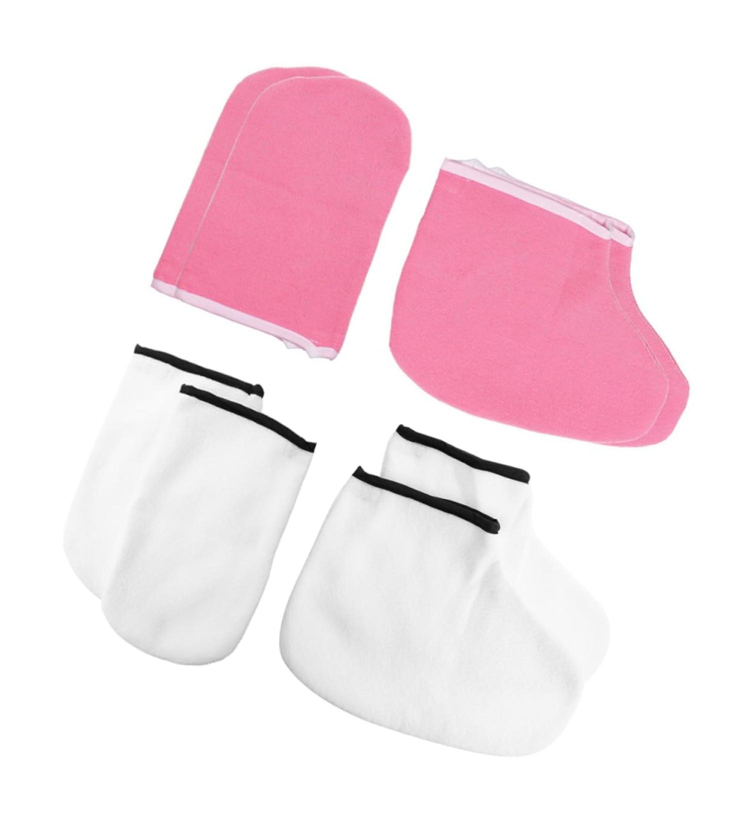 Mikinona 4 Pairs Hand and Foot Mask Fabric Paraffin Socks Moisture Glovesfor Dry Hand Foot Spa Covers Paraffin Bags Hand Spa Gloves Paraffin Wax Gloves Spa Socks Thicken Towel - Buy Online on GoSupps.com