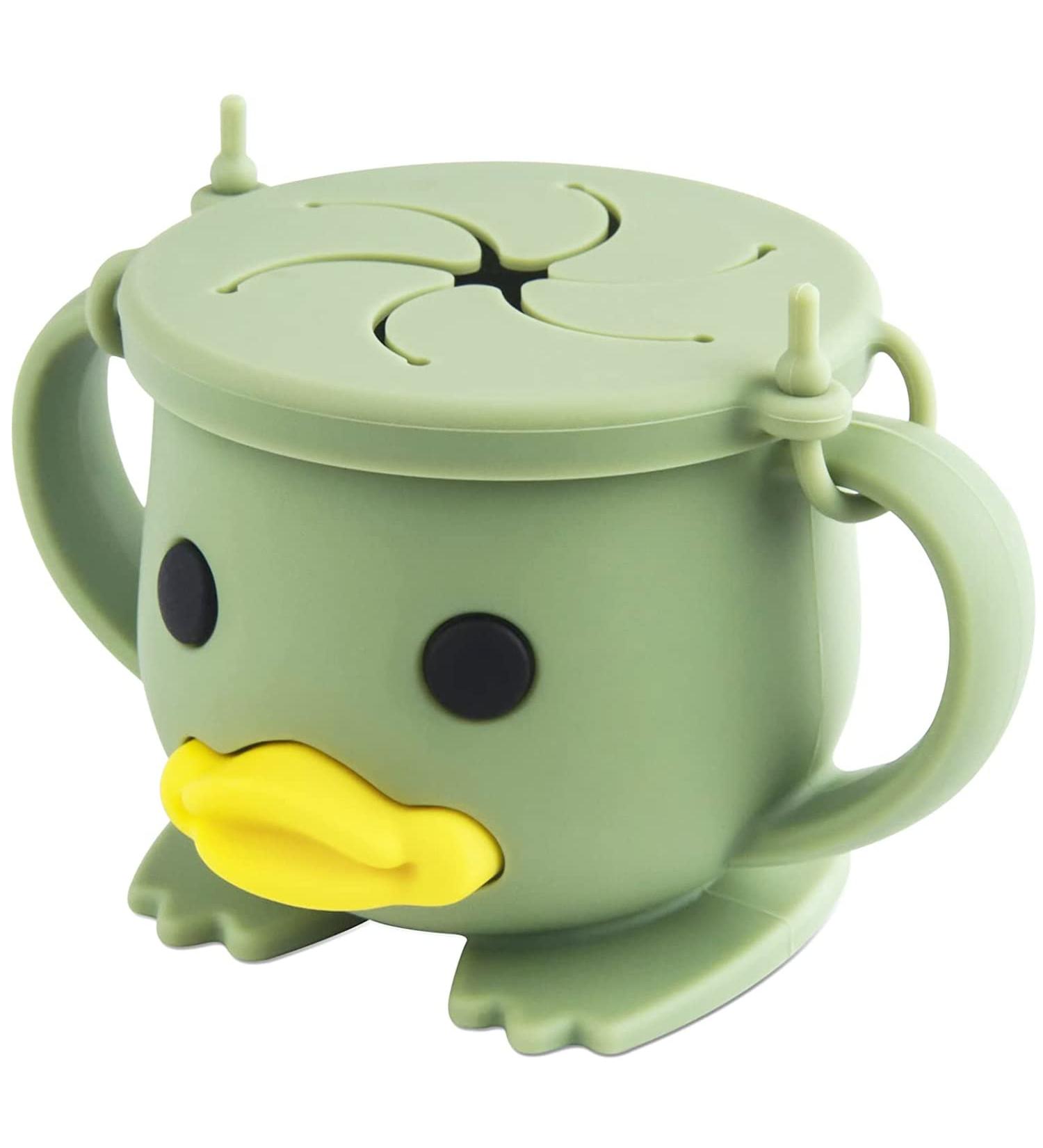 Qshare Silicone Baby Snack Cup - Non Spill Toddler Snack Catcher with Lid for Finger Food - Sage Green, BPA Free & Portable - Buy Online on GoSupps.com