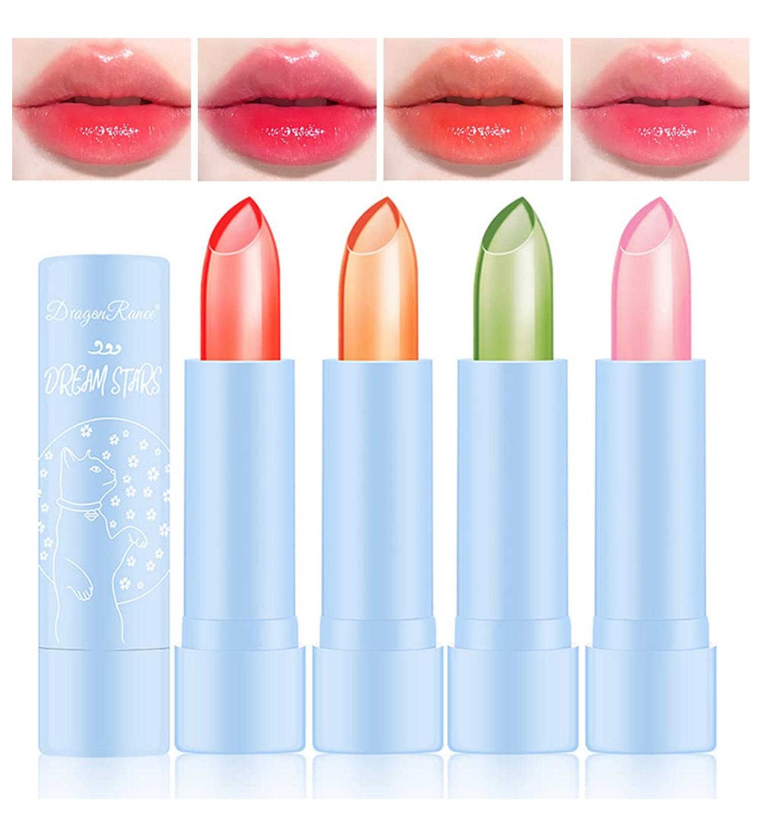 Aloe Vera Clear Jelly Lipstick Set - Color Changing Lip Gloss for Long Lasting Moisture - 4 Pack Korean Lip Stain for Women and Girls - Buy Online on GoSupps.com