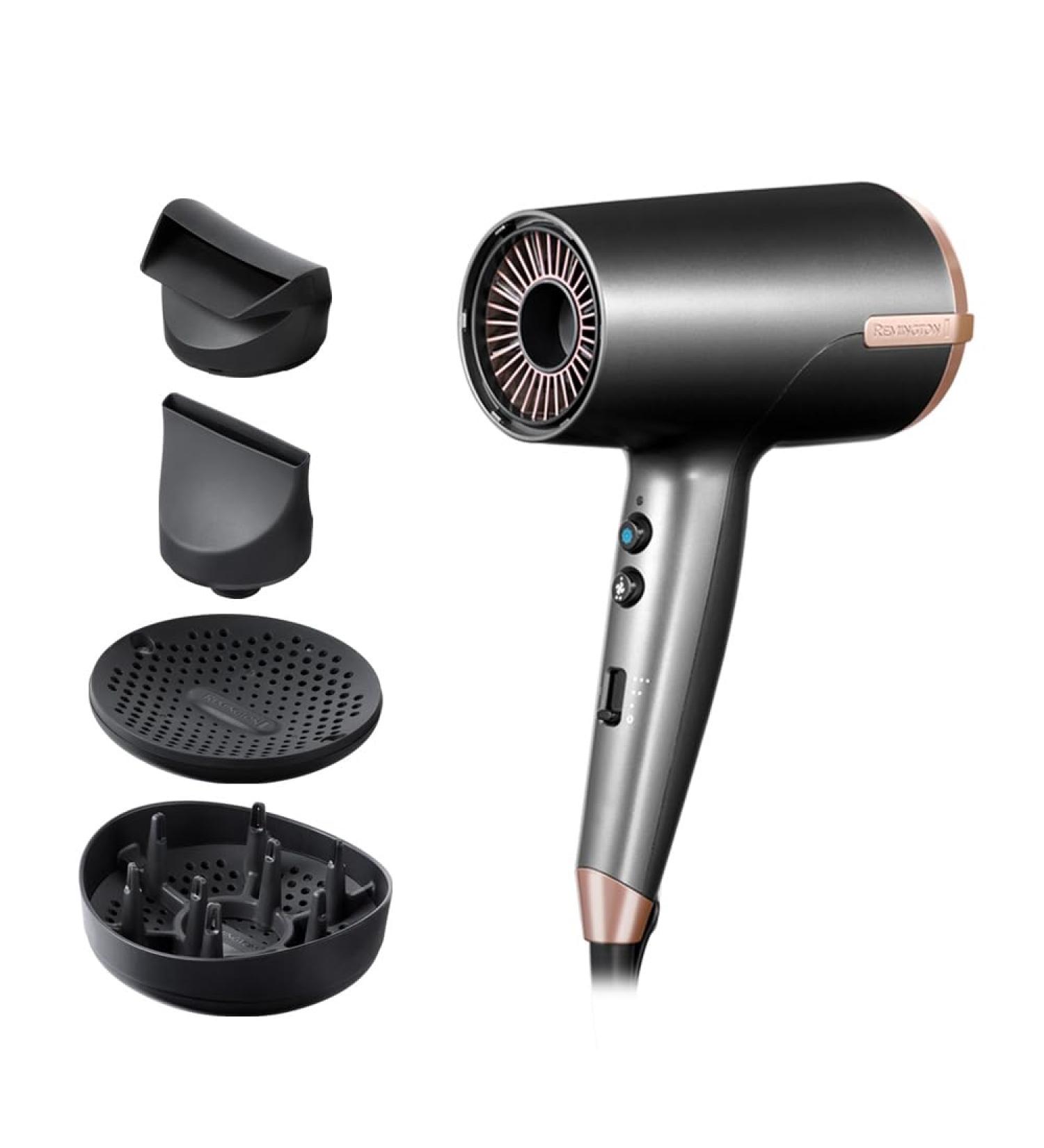 Remington D6077 Hair Dryer 120 km/h Powerful Air Flow 4 Attachments & 8 Settings for Quick Styling - Buy Online on GoSupps.com