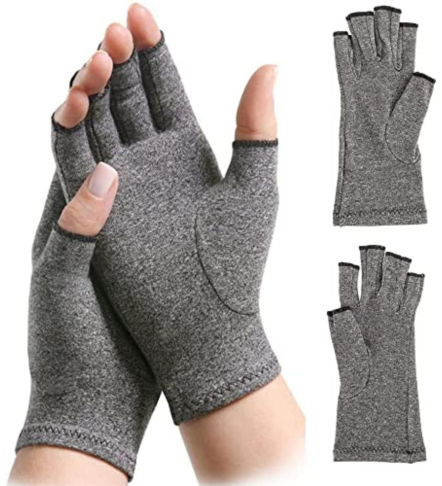 Arthritis Compression Gloves for Men & Women - Support & Warmth for Pain Relief from Rheumatoid & Osteoarthritis - Open Finger Design to Reduce Carpal Tunnel & Tendonitis - Gray Size S - Buy Online on GoSupps.com
