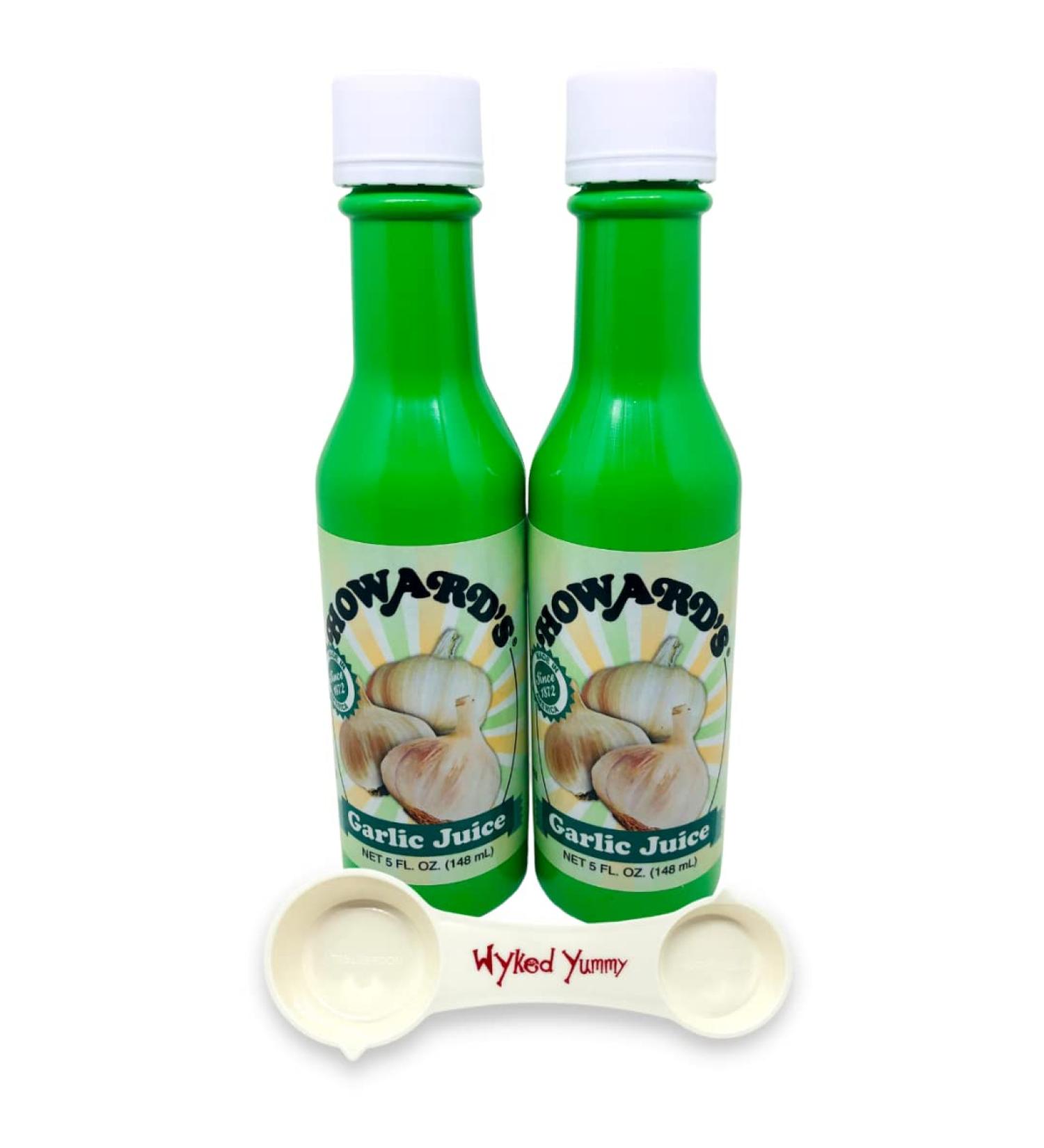 Howards Garlic Juice 5 oz Bottles - 2 Pack with WYKED YUMMY 4-in-1 Measuring Spoon - Buy Online on GoSupps.com