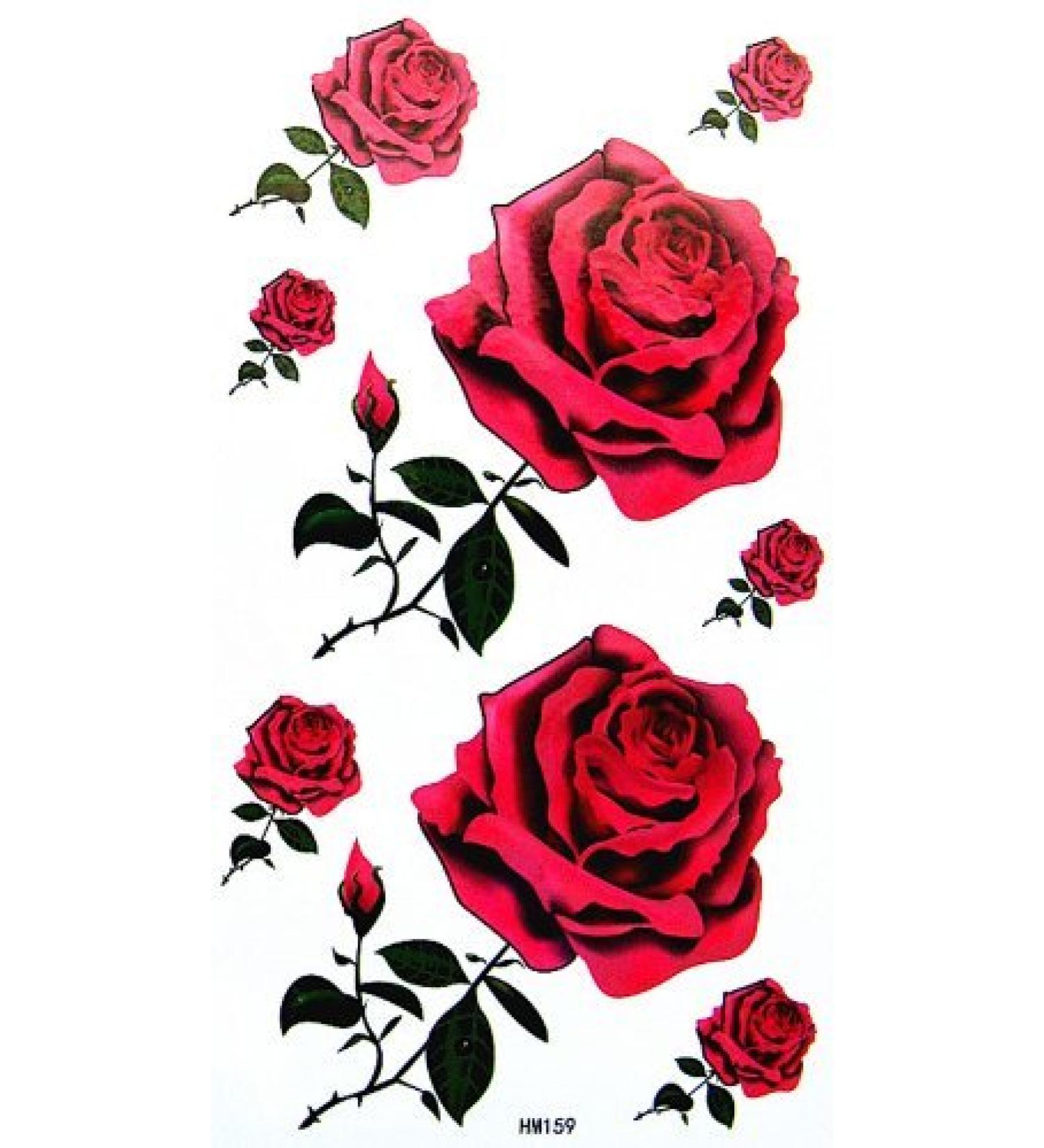 King Horse GGSELL Waterproof Sexy red Roses Tattoo Sticker for Girls