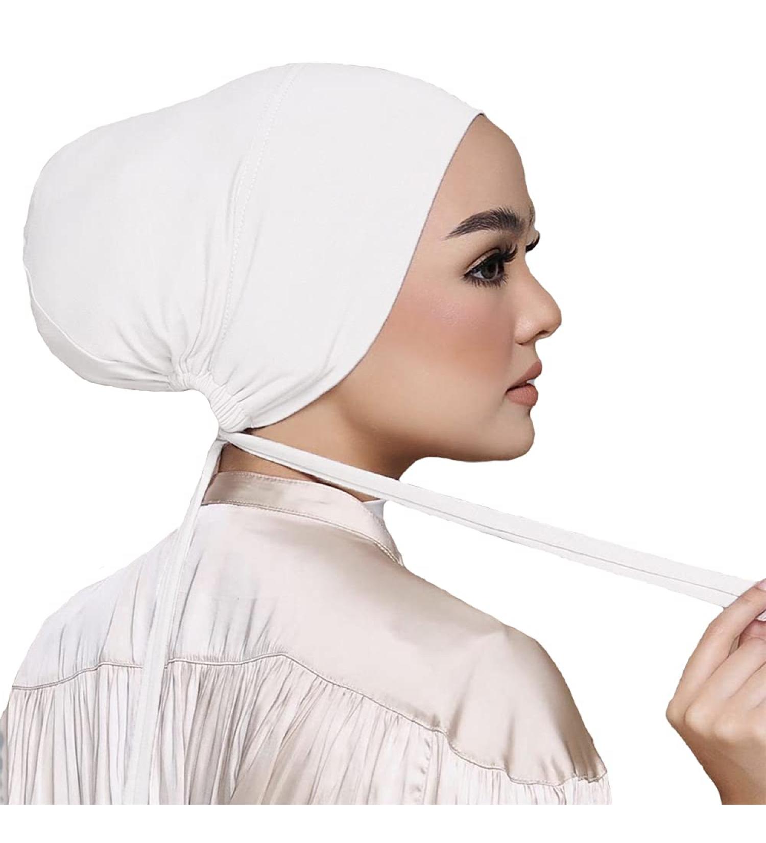 Hophor Women White Under Scarf Hijab Cap with Tie-Back Closure - Islamic Muslim Headwear (1pcs) - Buy Online on GoSupps.com