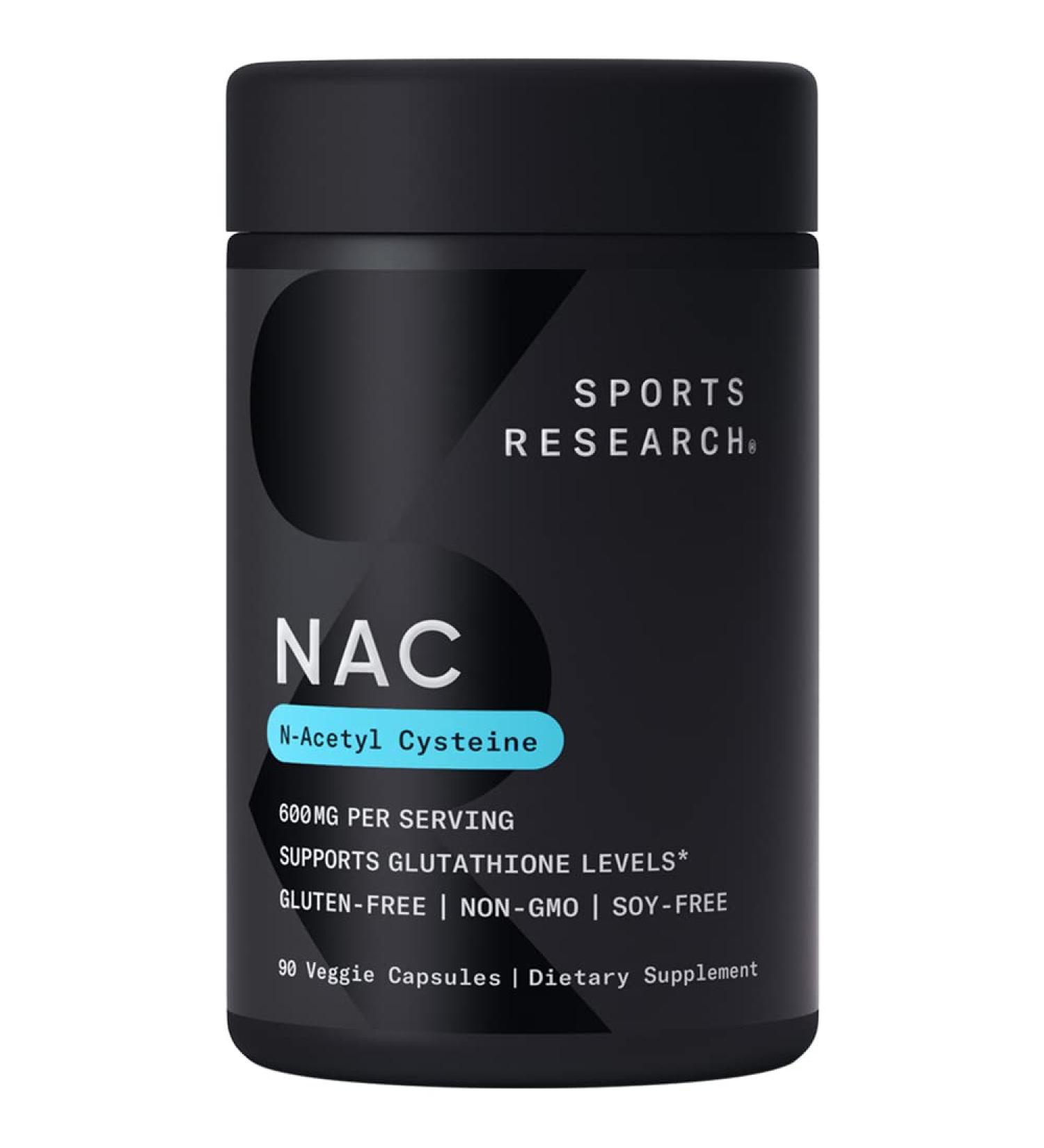 Sports Research Vegan NAC Supplement 600mg - Antioxidant Support - Non-GMO 90 Capsules - N-Acetyl Cysteine - Buy Online on GoSupps.com