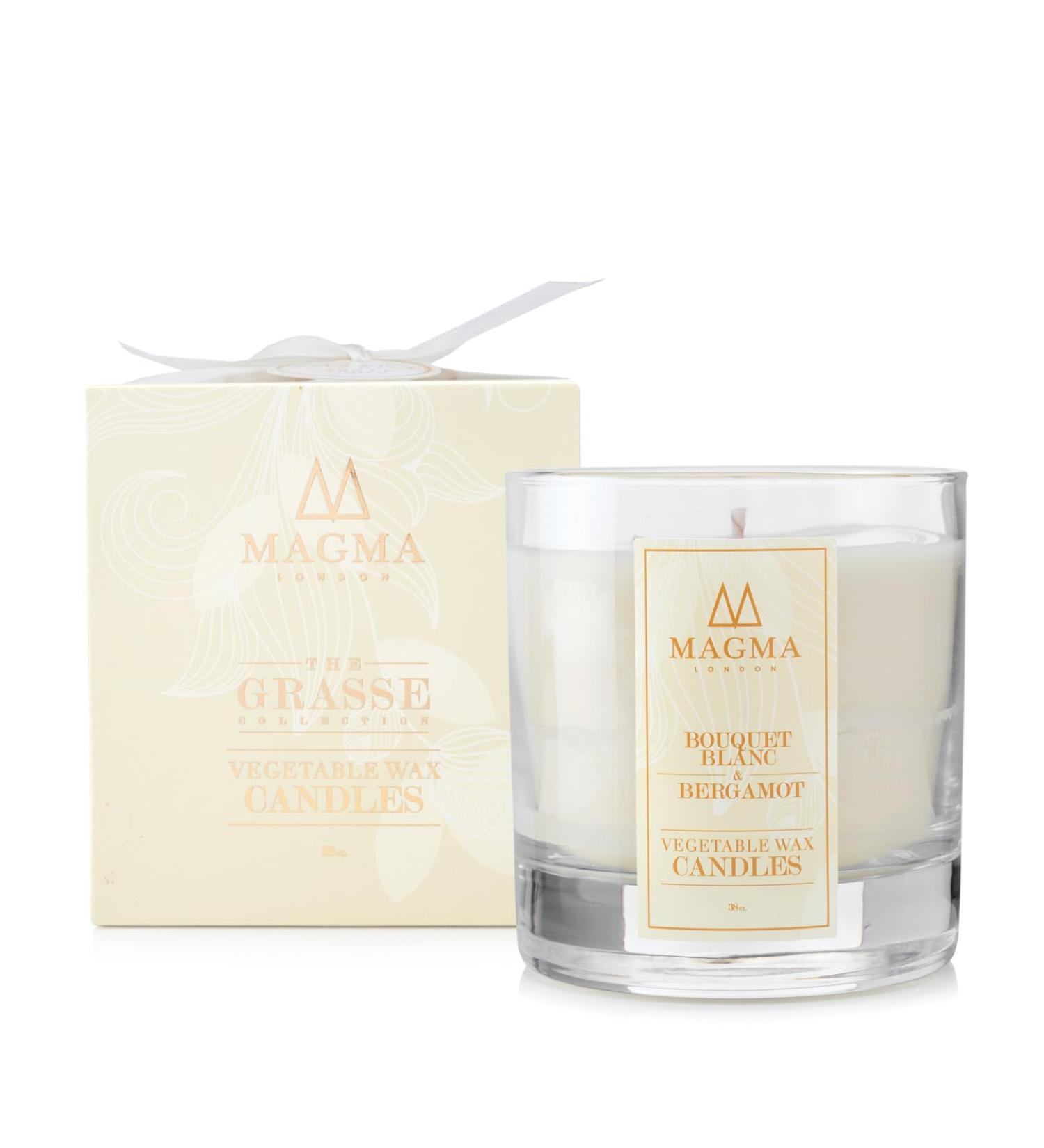 Magma London Bouquet Blanc and Bergamot Vegan Wax Candle - 50 Hours Burn Time | Long Lasting Fragrance - 38cl - Buy Online on GoSupps.com
