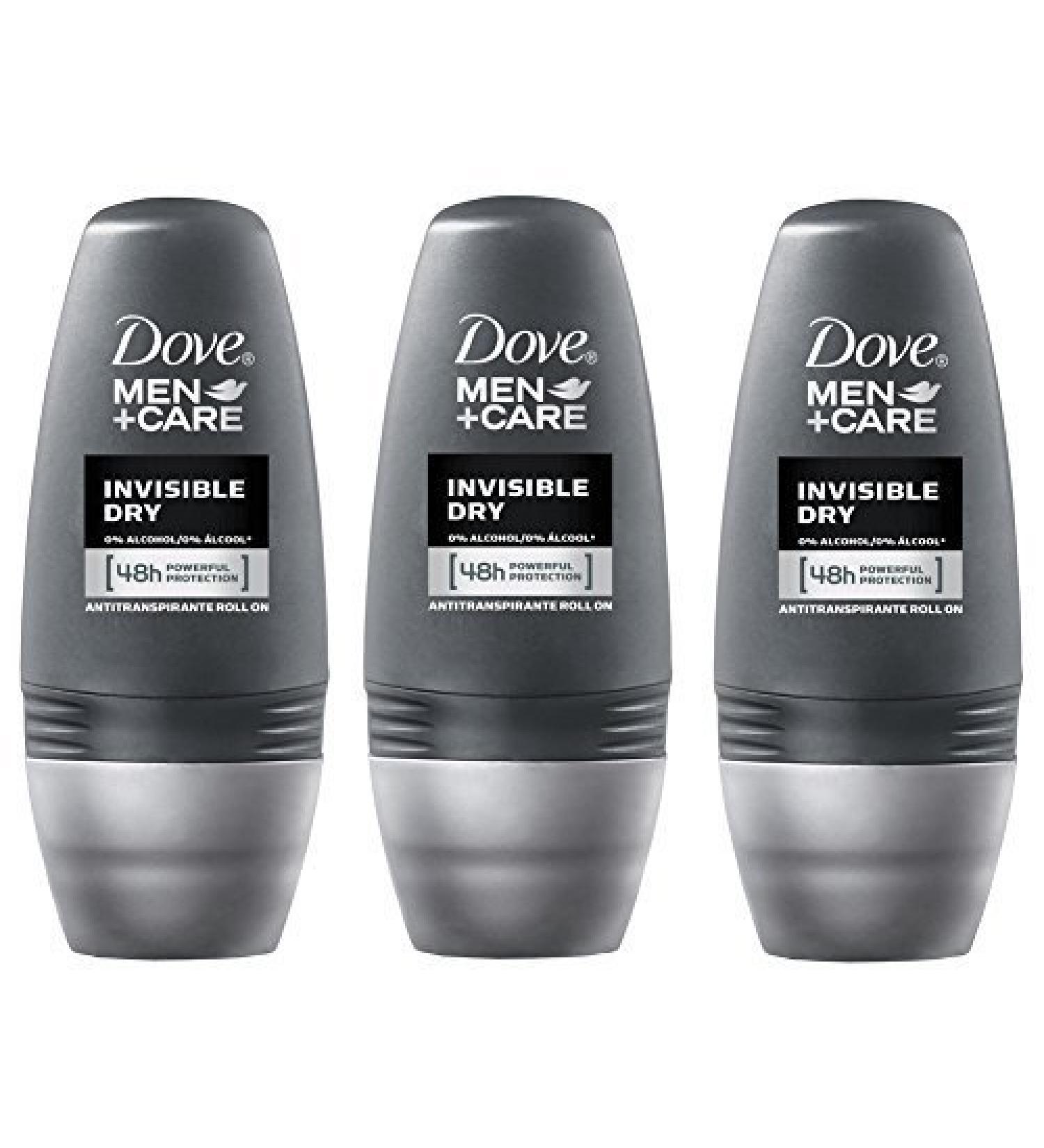 Dove Men Invisible Dry 3-Pack Roll-On Antiperspirant Deodorants 50ml