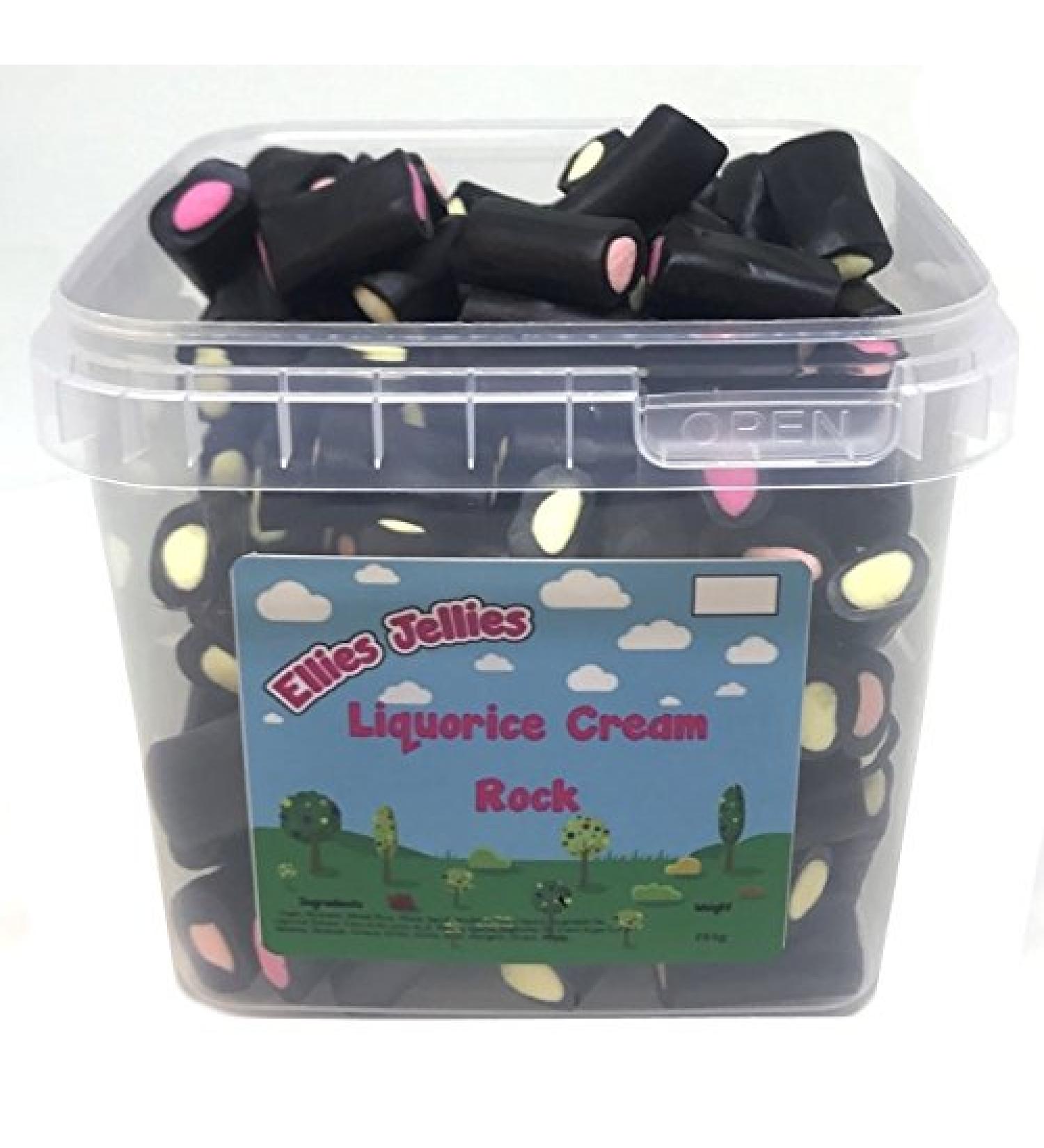 Ellies Jellies Liquorice Cream Rock 793g Square Tub